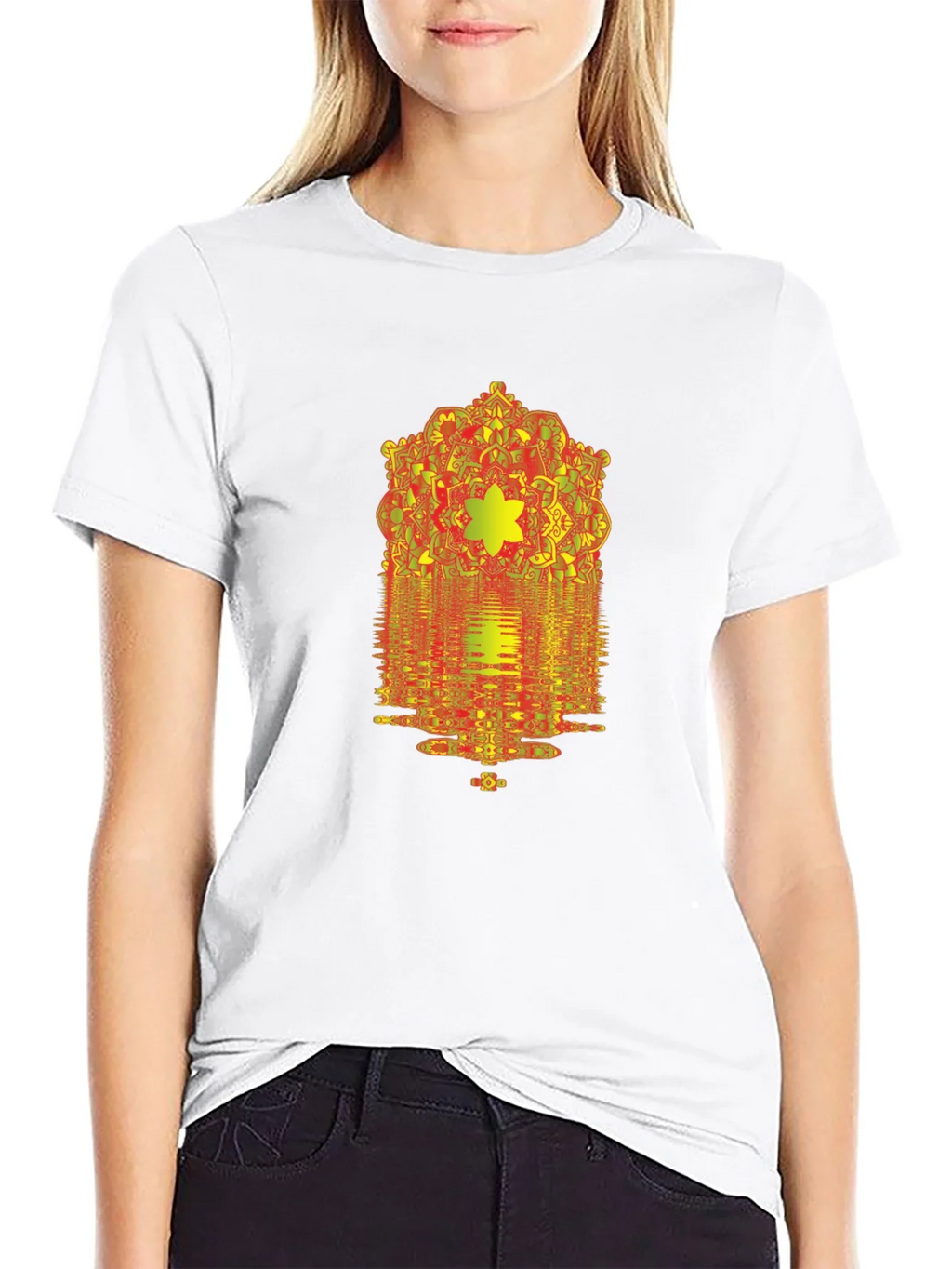 Geometric Mandala Graphic Print Black T-Shirt product image 8