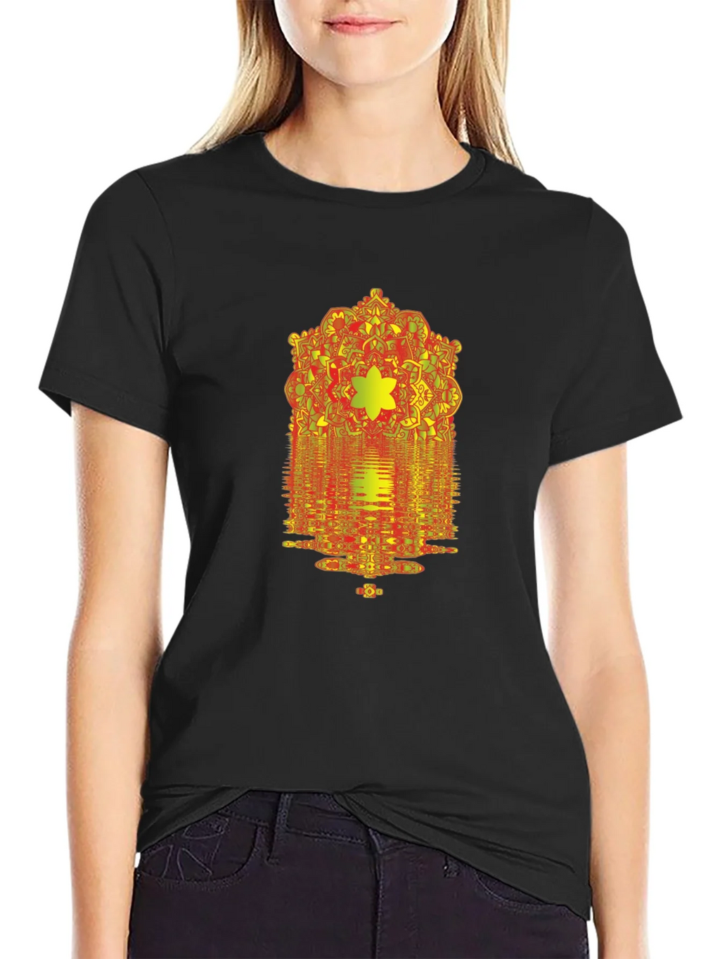 Geometric Mandala Graphic Print Black T-Shirt product image 2