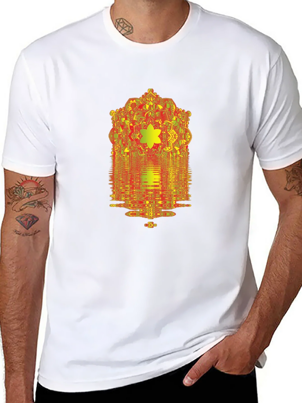 Geometric Mandala Graphic Print Black T-Shirt product image 7