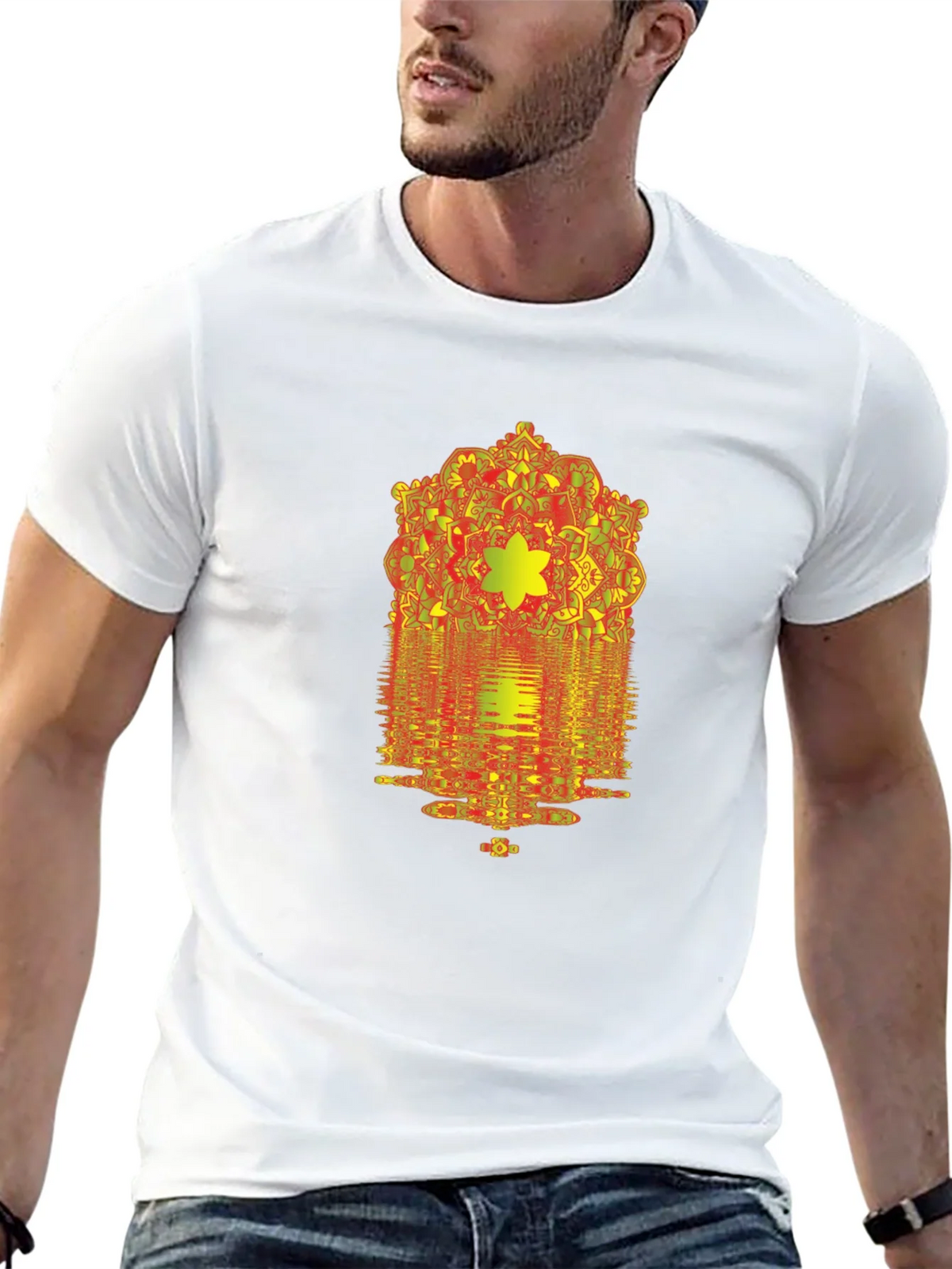 Geometric Mandala Graphic Print Black T-Shirt product image 12