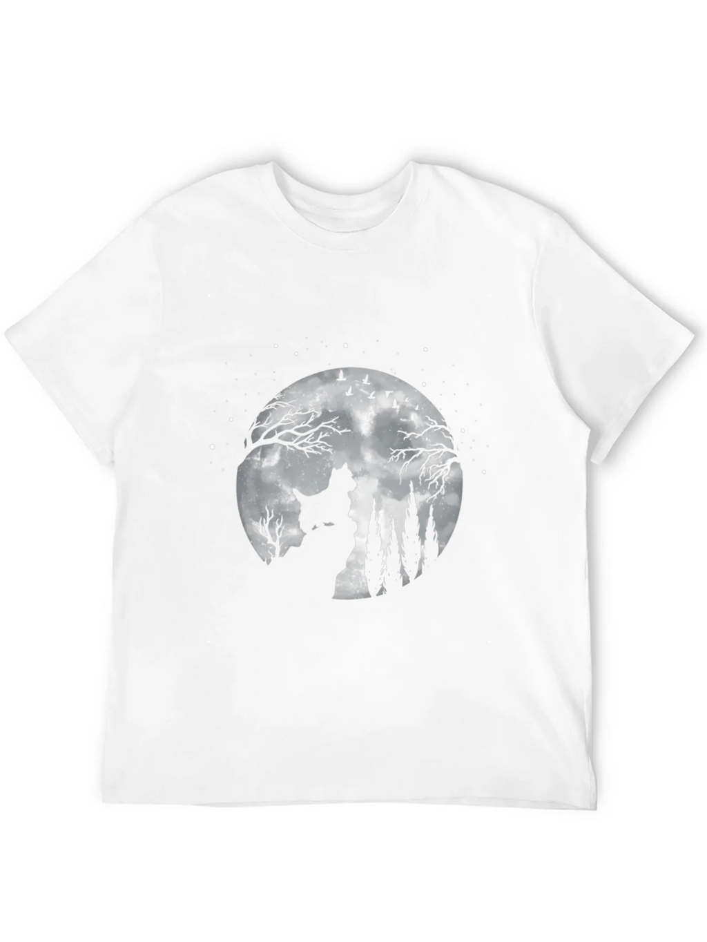 Dog Moon Scene Graphic Tee - Black Cotton T-Shirt product image 3