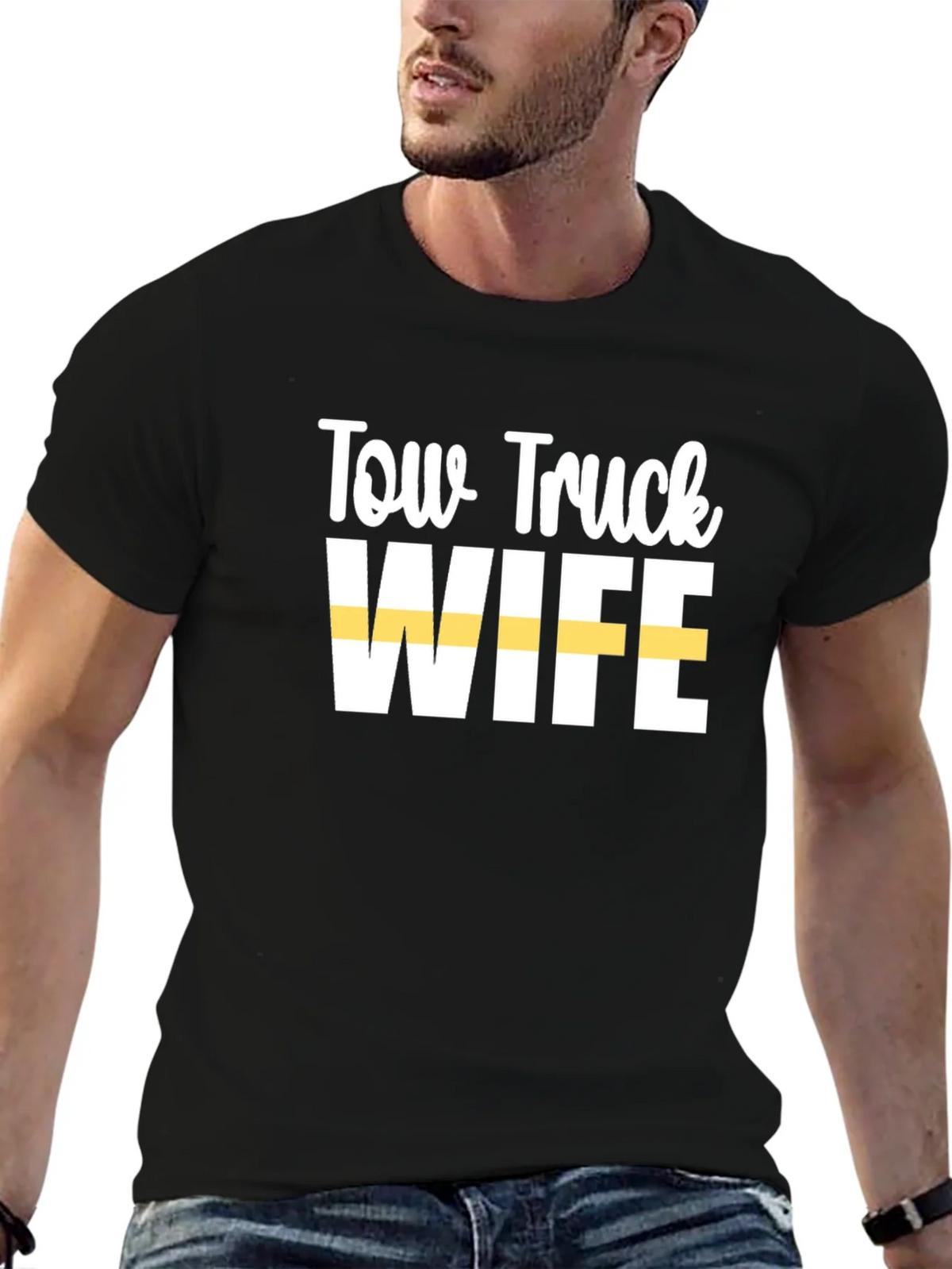 Tow Truck Wife Black Graphic Tee product image 1