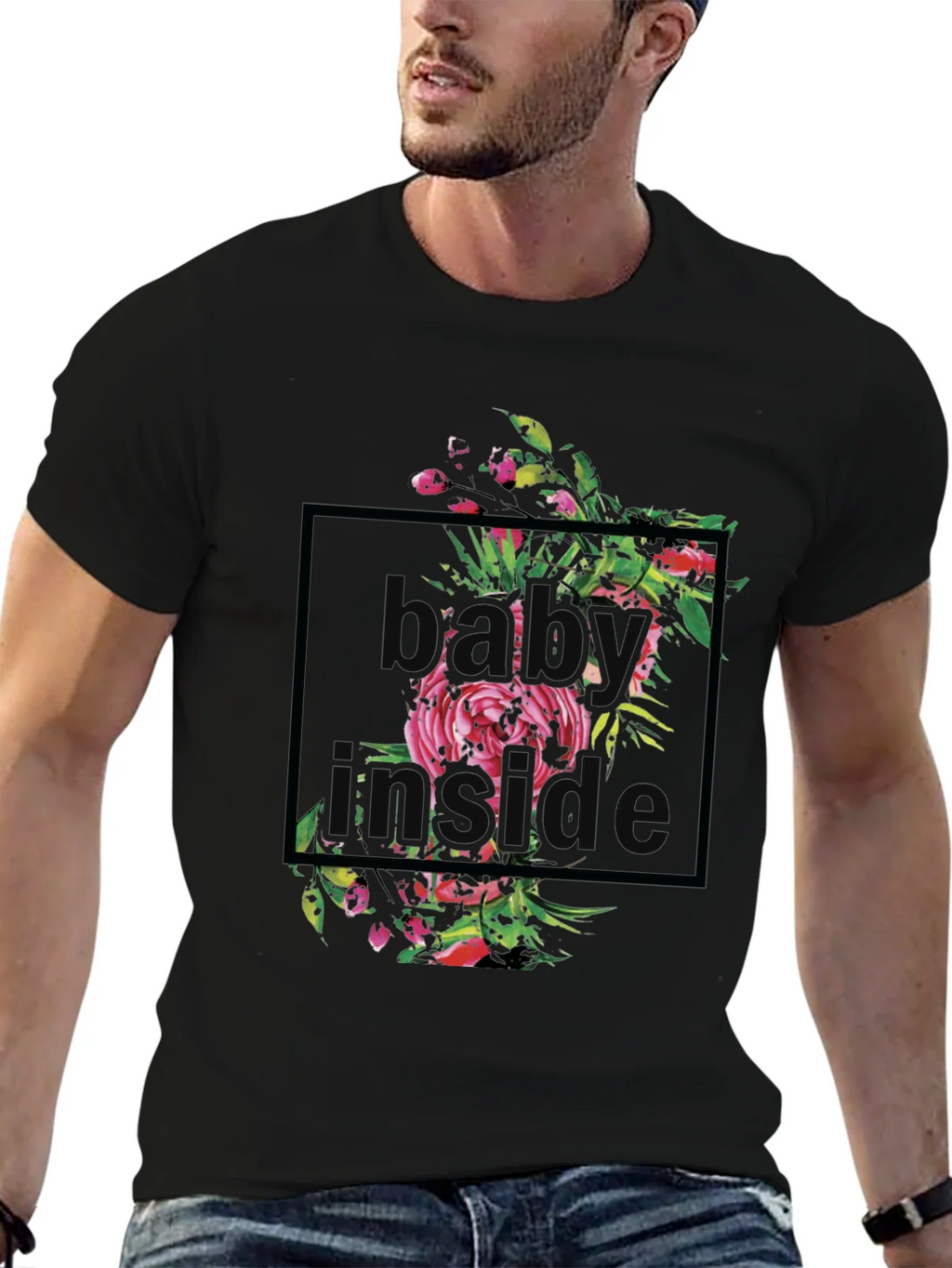 Floral Baby Inside Graphic T-Shirt - Black product image 2
