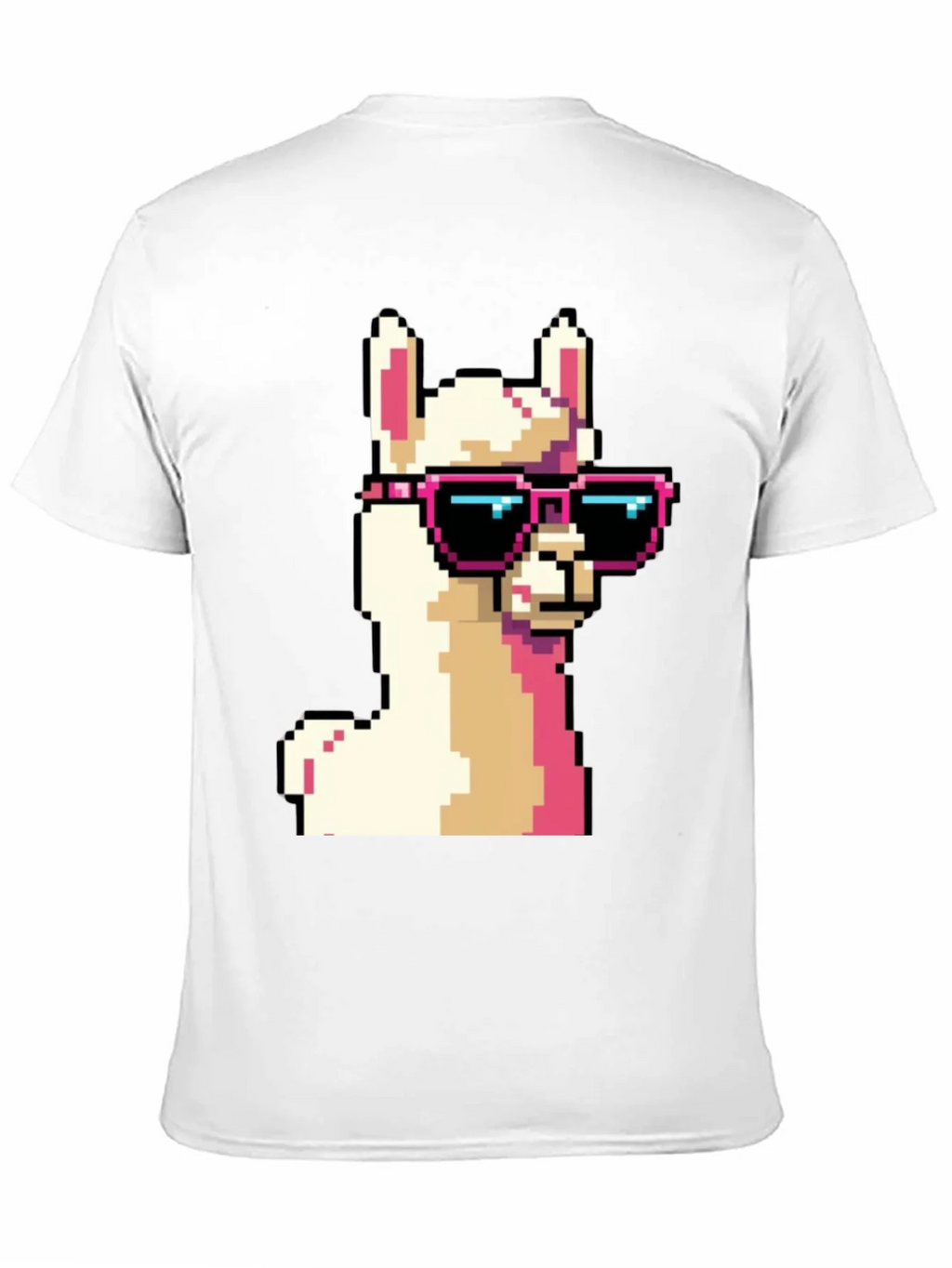 Cool Llama Pixel Art Black T-Shirt product image 10
