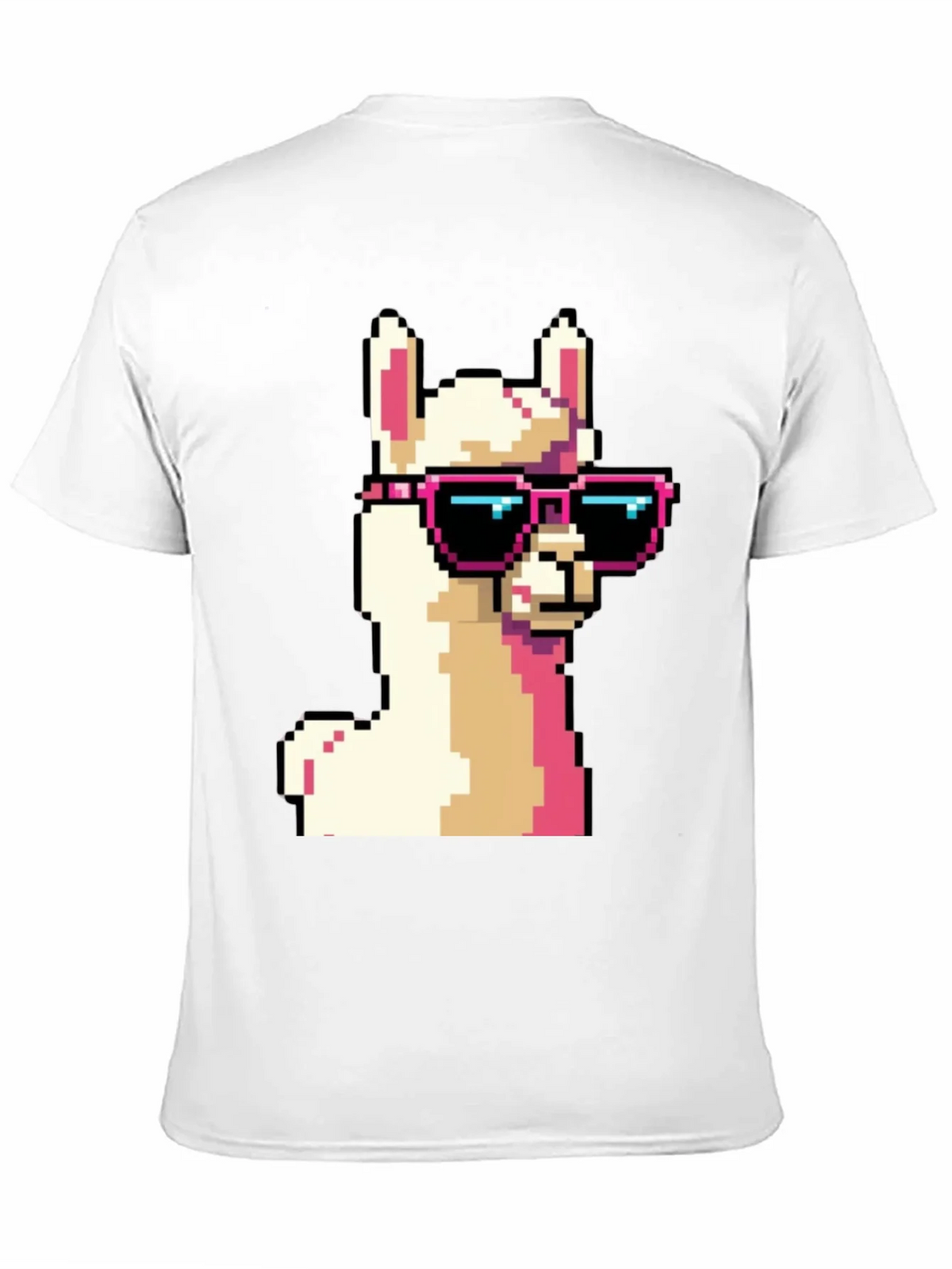 Cool Llama Pixel Art Black T-Shirt product image 10