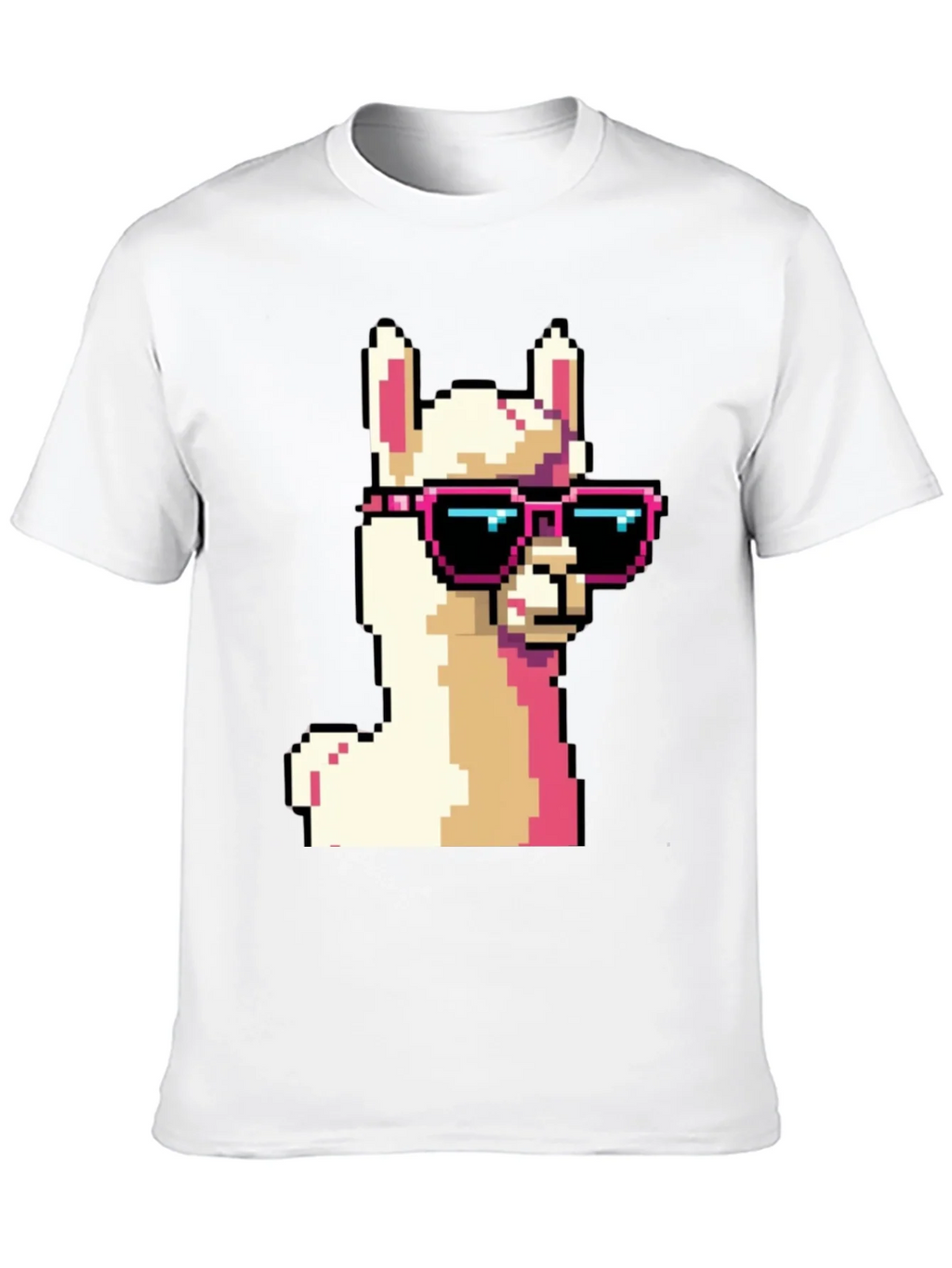 Cool Llama Pixel Art Black T-Shirt product image 9