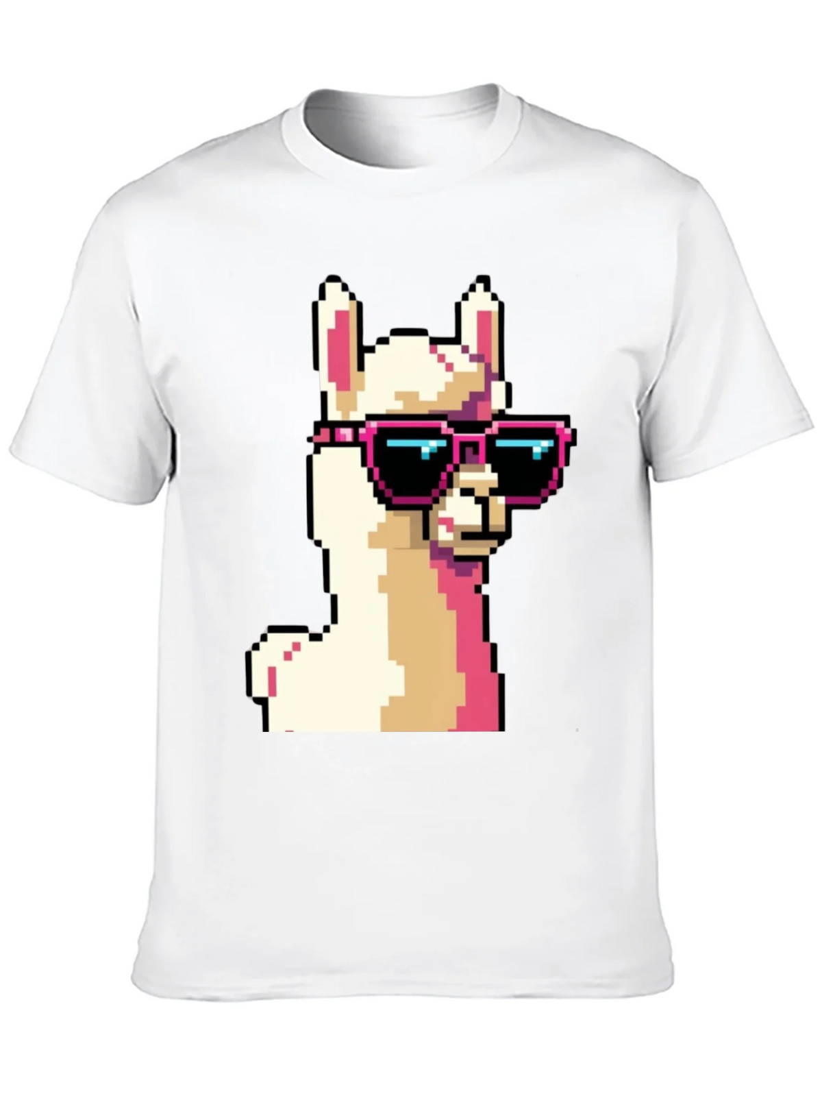 Cool Llama Pixel Art Black T-Shirt product image 9