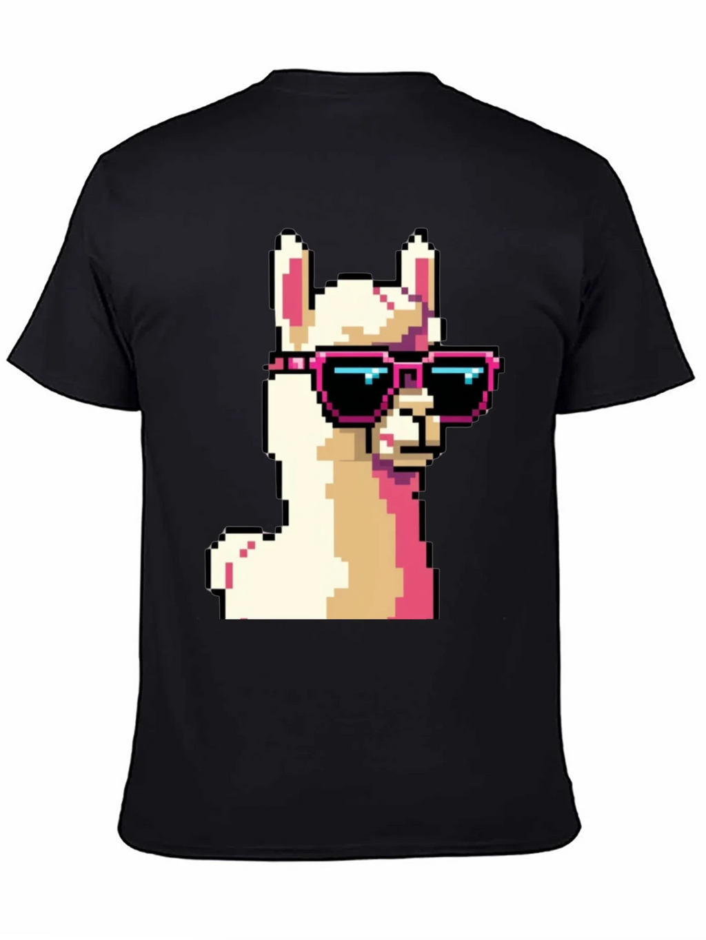 Cool Llama Pixel Art Black T-Shirt product image 4