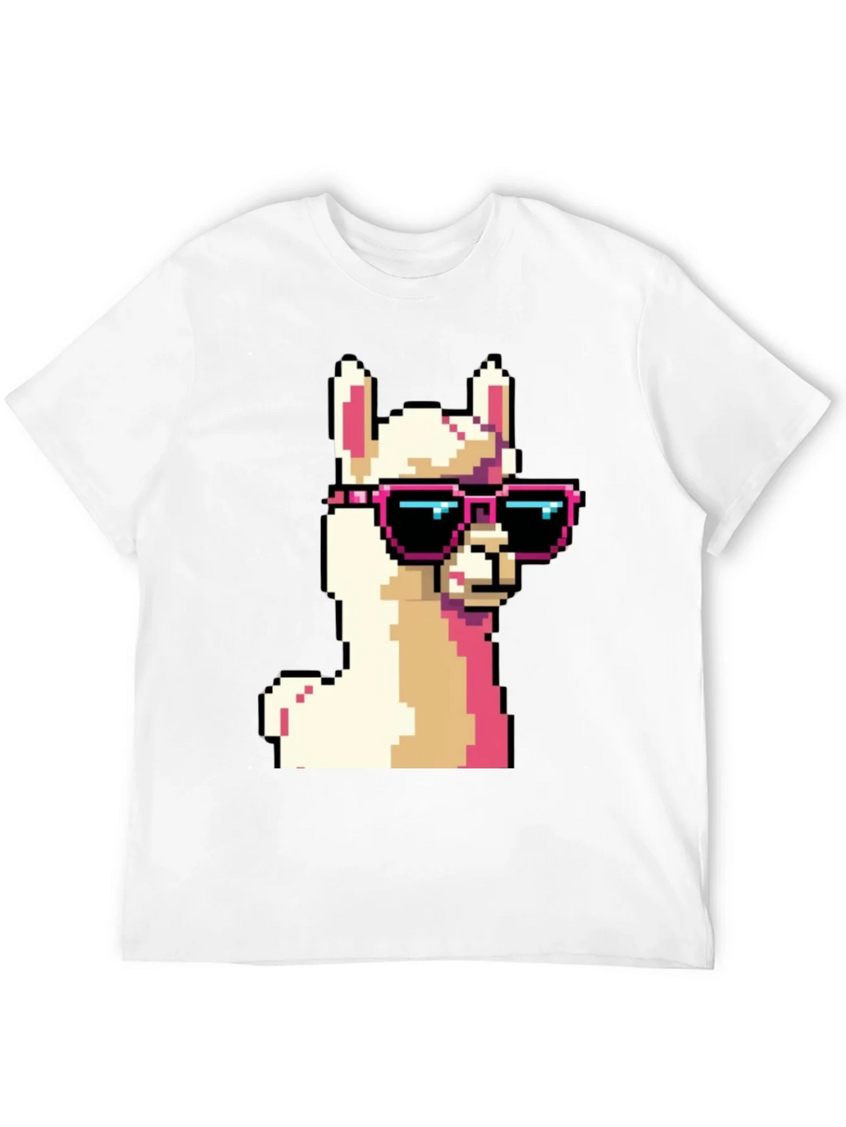 Cool Llama Pixel Art Black T-Shirt product image 11