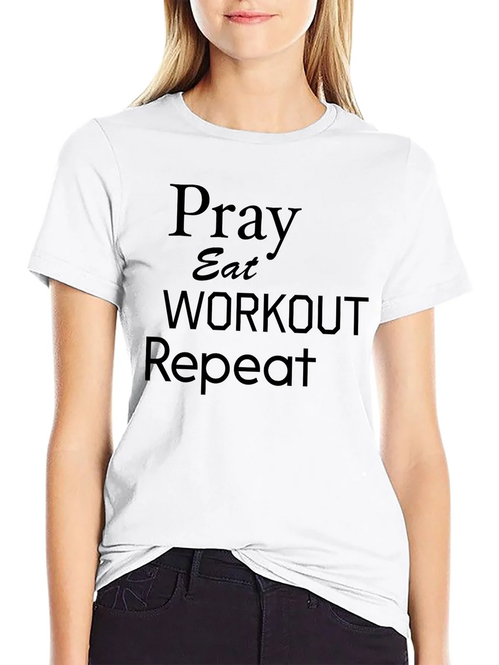 Pray Eat Workout Repeat Black T-Shirt product image 8