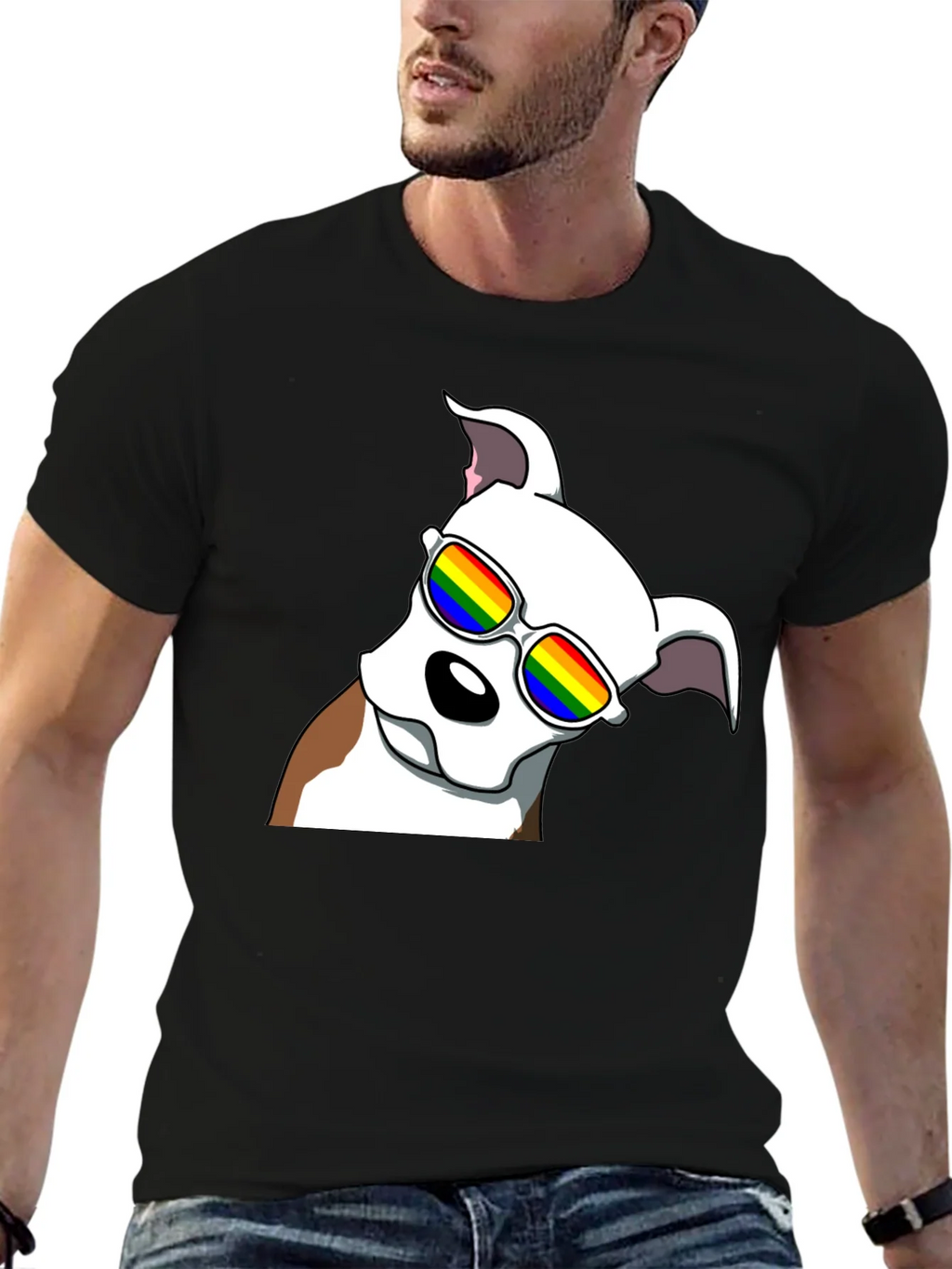 Cool Dog Tee - Rainbow Glasses Black T-Shirt product image 6