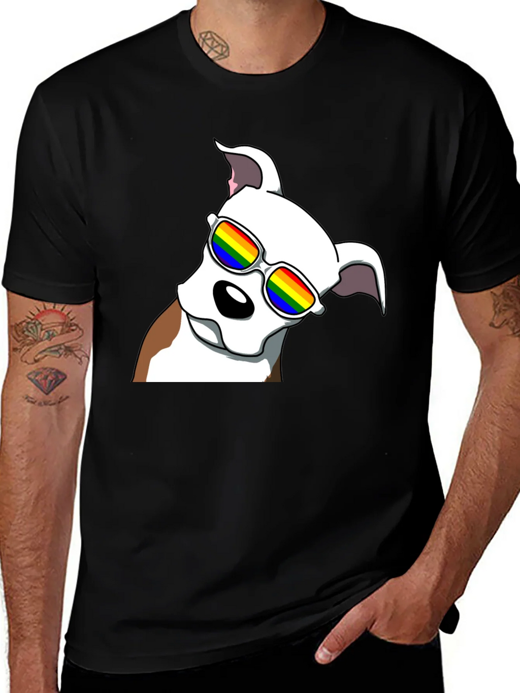 Cool Dog Tee - Rainbow Glasses Black T-Shirt product image 1