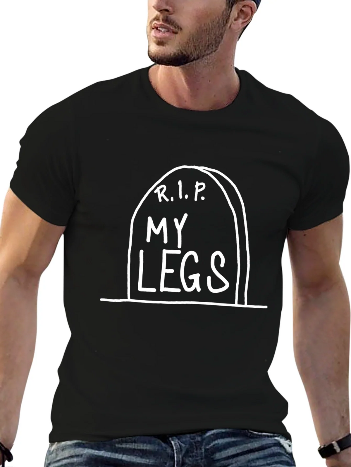 R.I.P. My Legs Funny Black Graphic Tee product image 6
