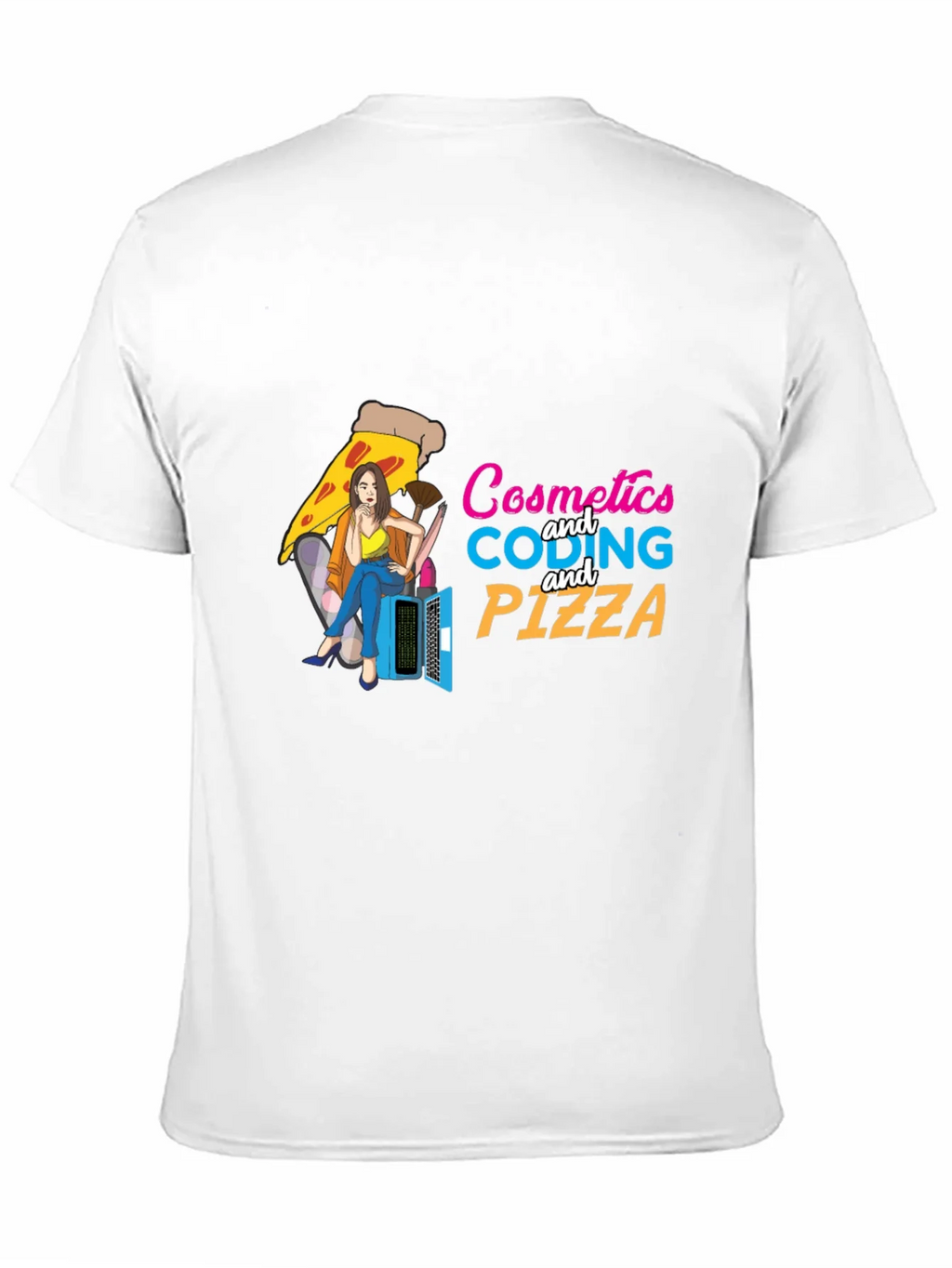 Cosmetics Coding & Pizza Black T-Shirt product image 10