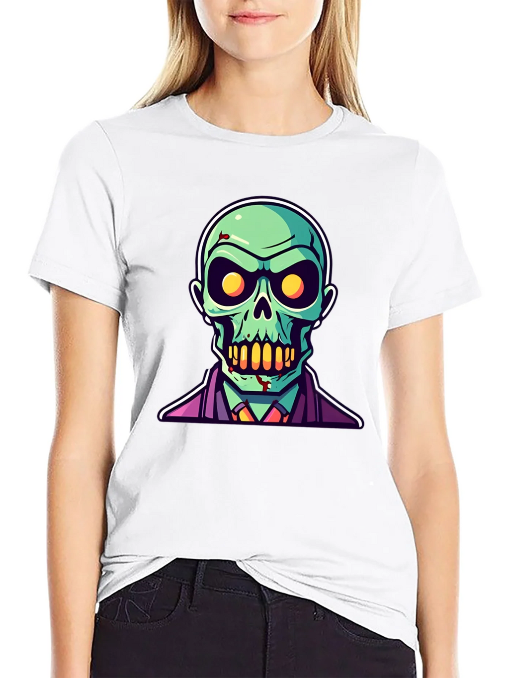 Zombie Cartoon Graphic Tee - Black Halloween Shirt product image 8