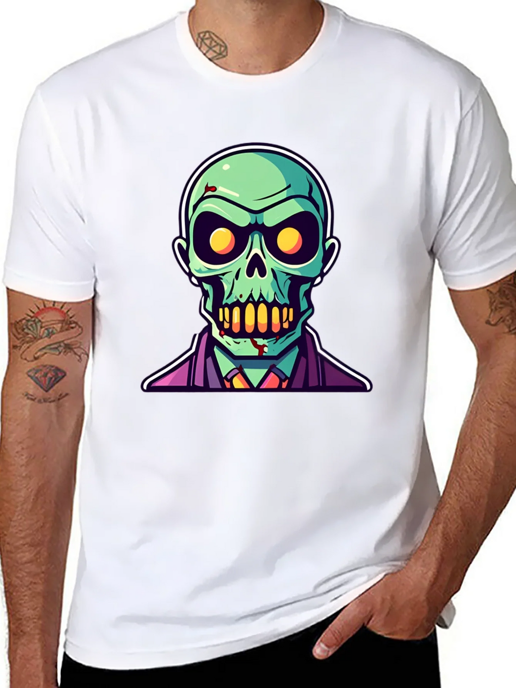 Zombie Cartoon Graphic Tee - Black Halloween Shirt product image 7