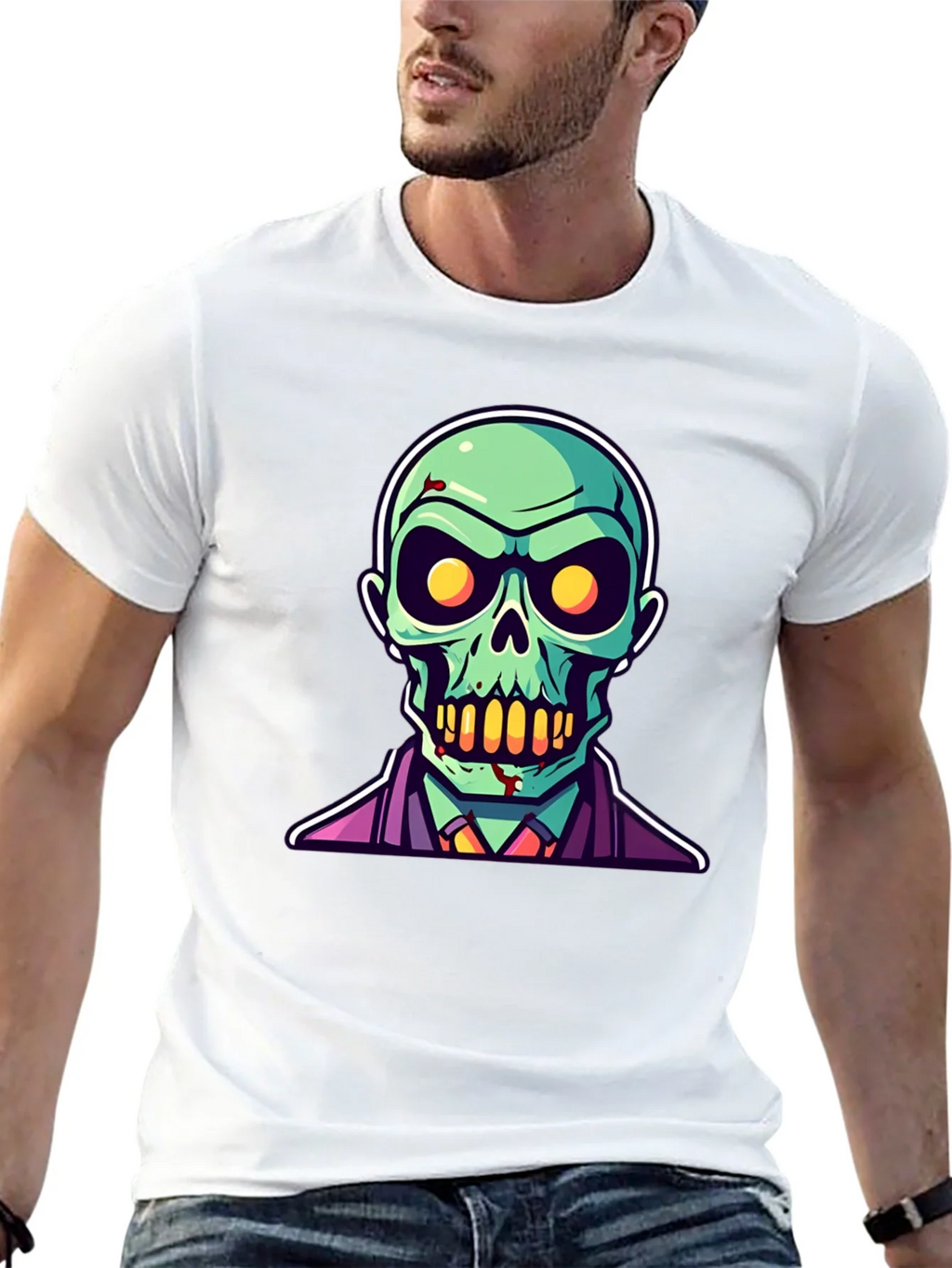 Zombie Cartoon Graphic Tee - Black Halloween Shirt product image 12