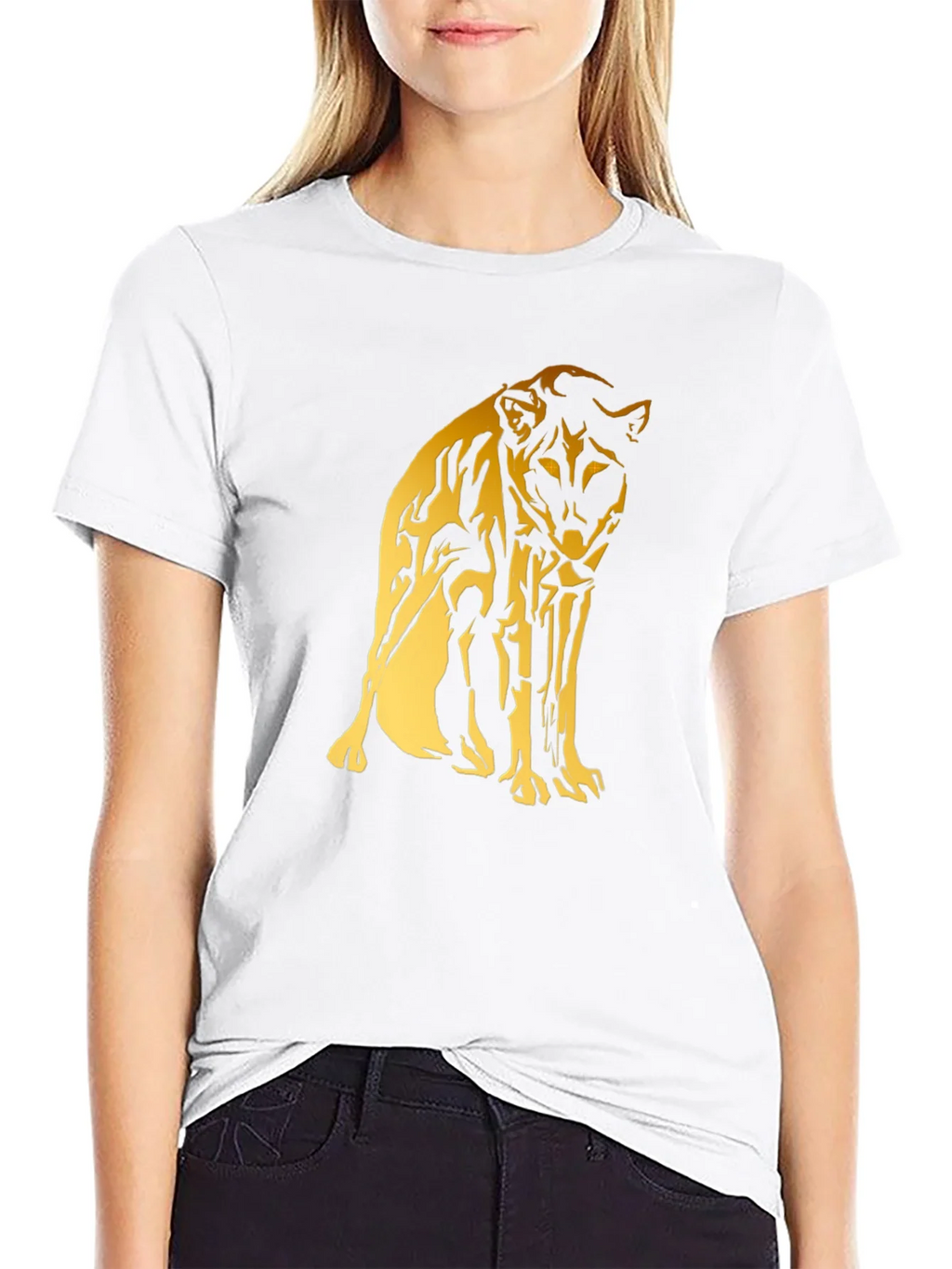 Black Tee with Gold Cheetah Graphic product image 2
