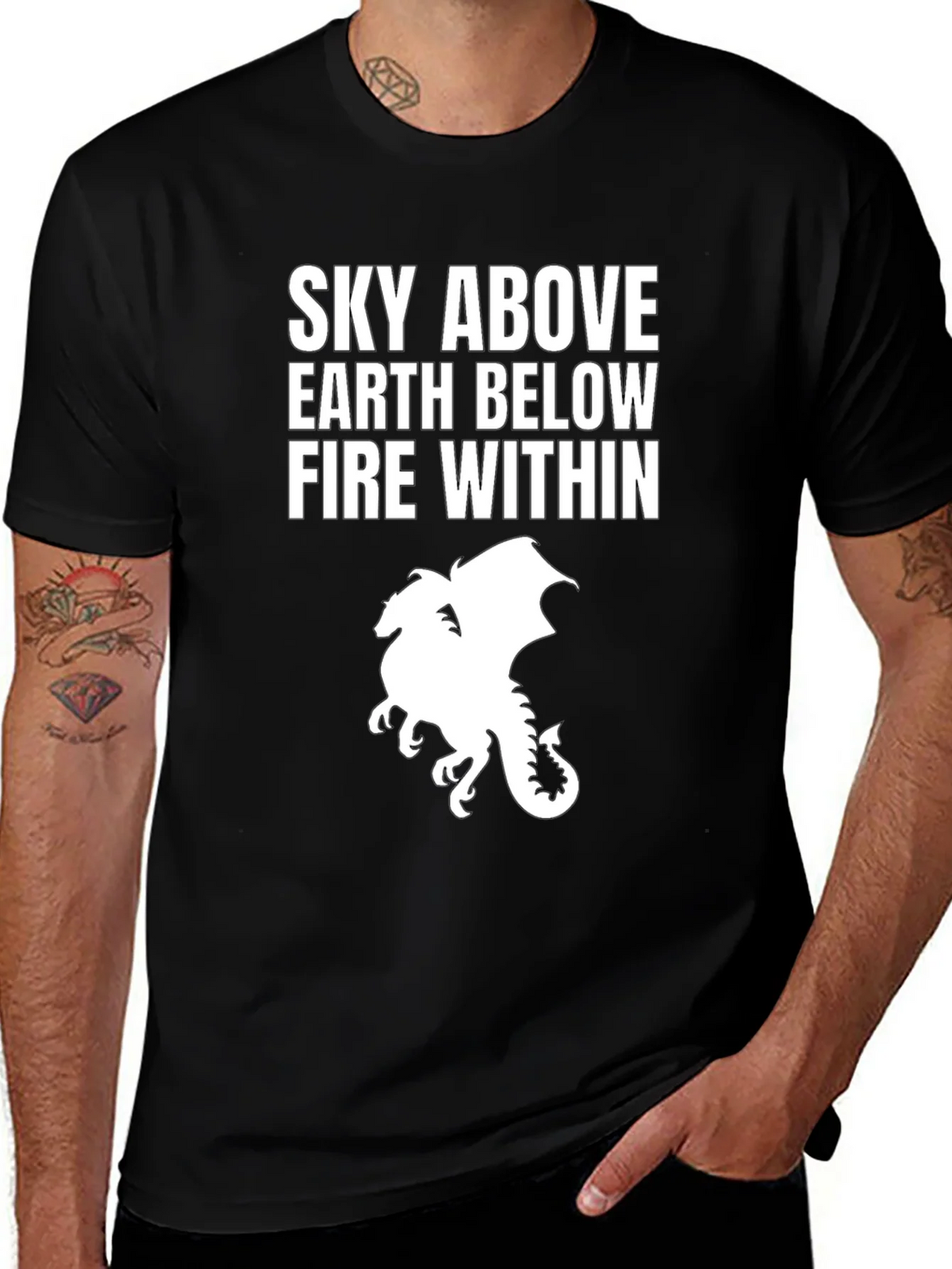 Sky Above Dragon Graphic Tee - Black Cotton T-Shirt product image 1