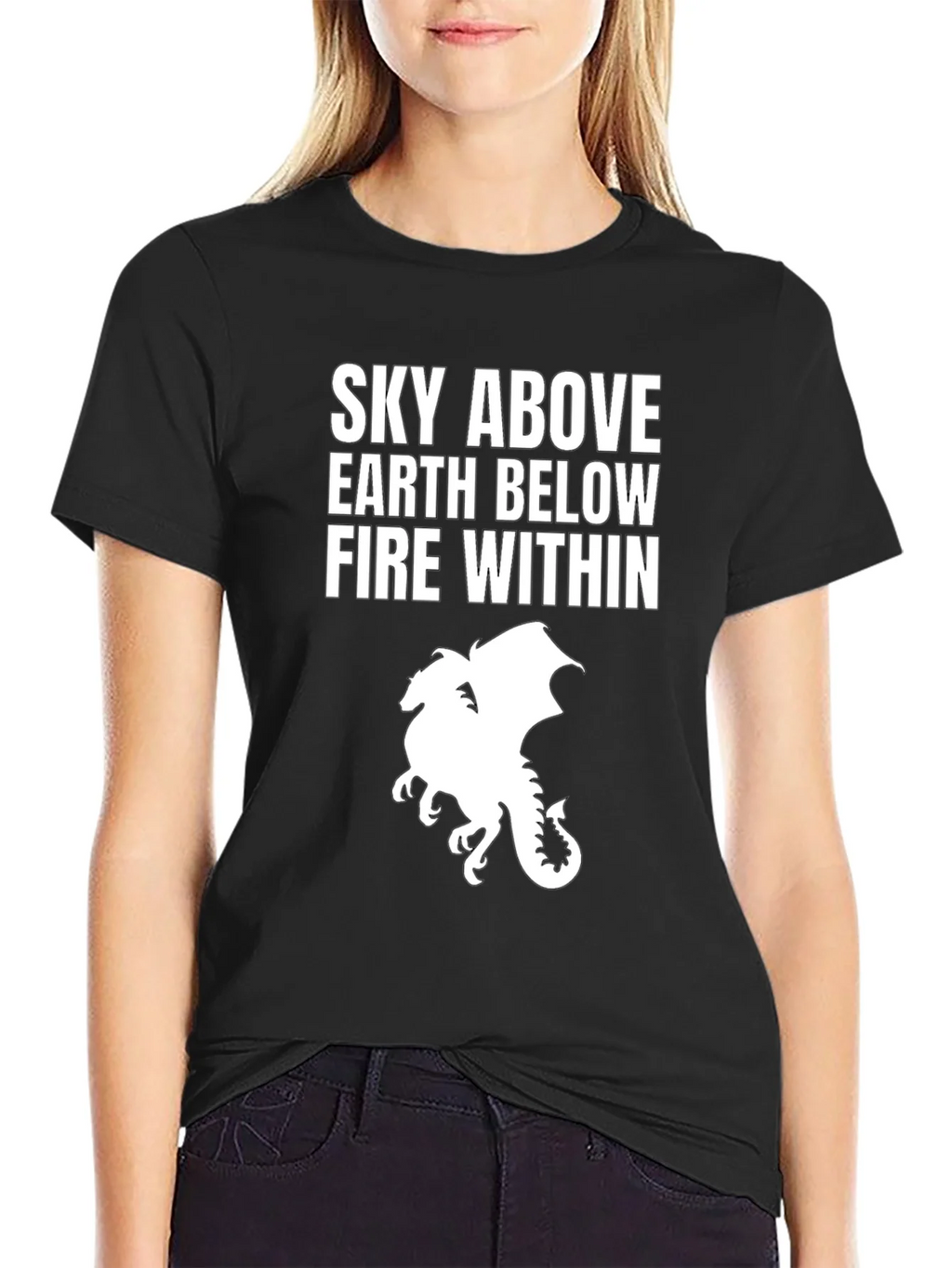 Sky Above Dragon Graphic Tee - Black Cotton T-Shirt product image 2