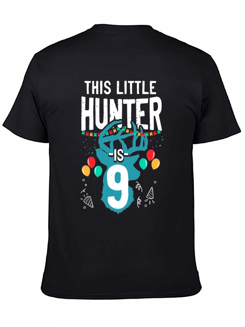Little Hunter 9th Birthday Black T-Shirt product image 4
