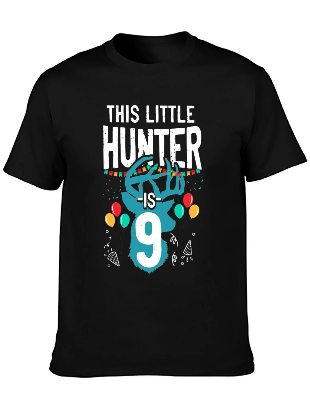 Little Hunter 9th Birthday Black T-Shirt product image 3