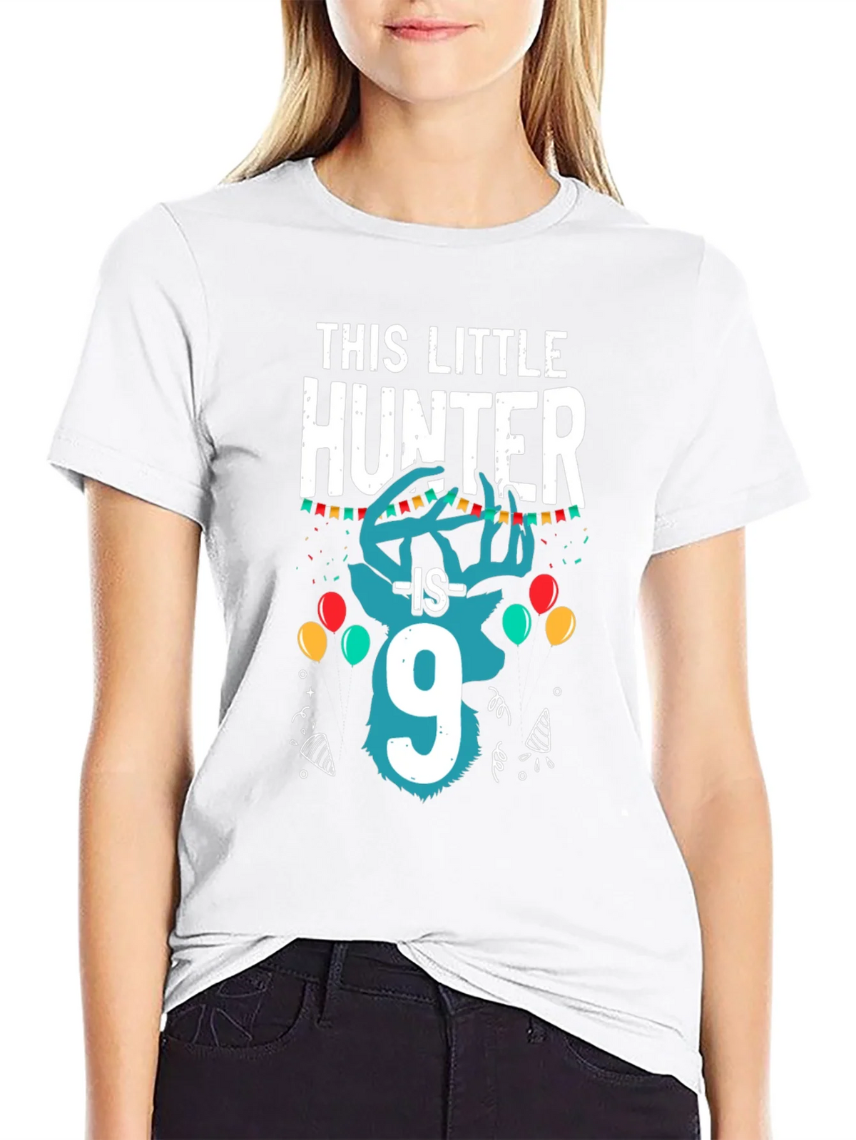 Little Hunter 9th Birthday Black T-Shirt product image 8
