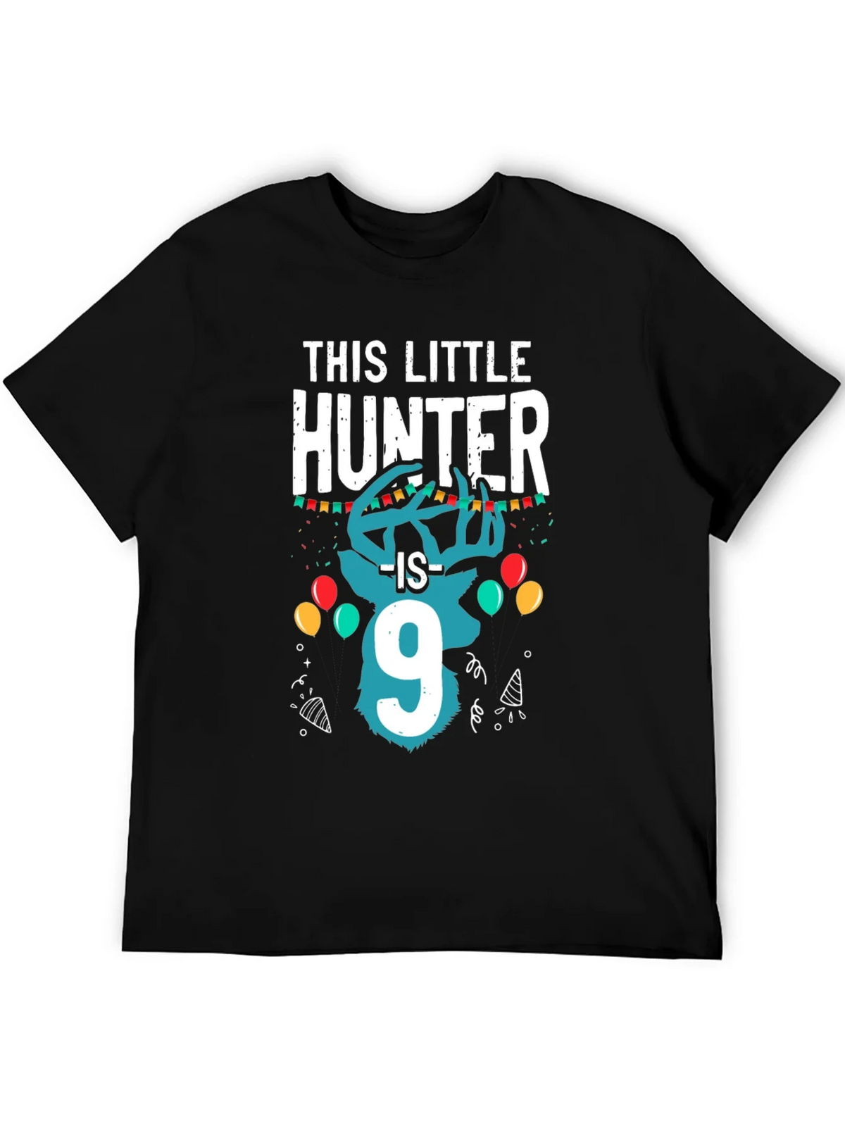 Little Hunter 9th Birthday Black T-Shirt product image 5