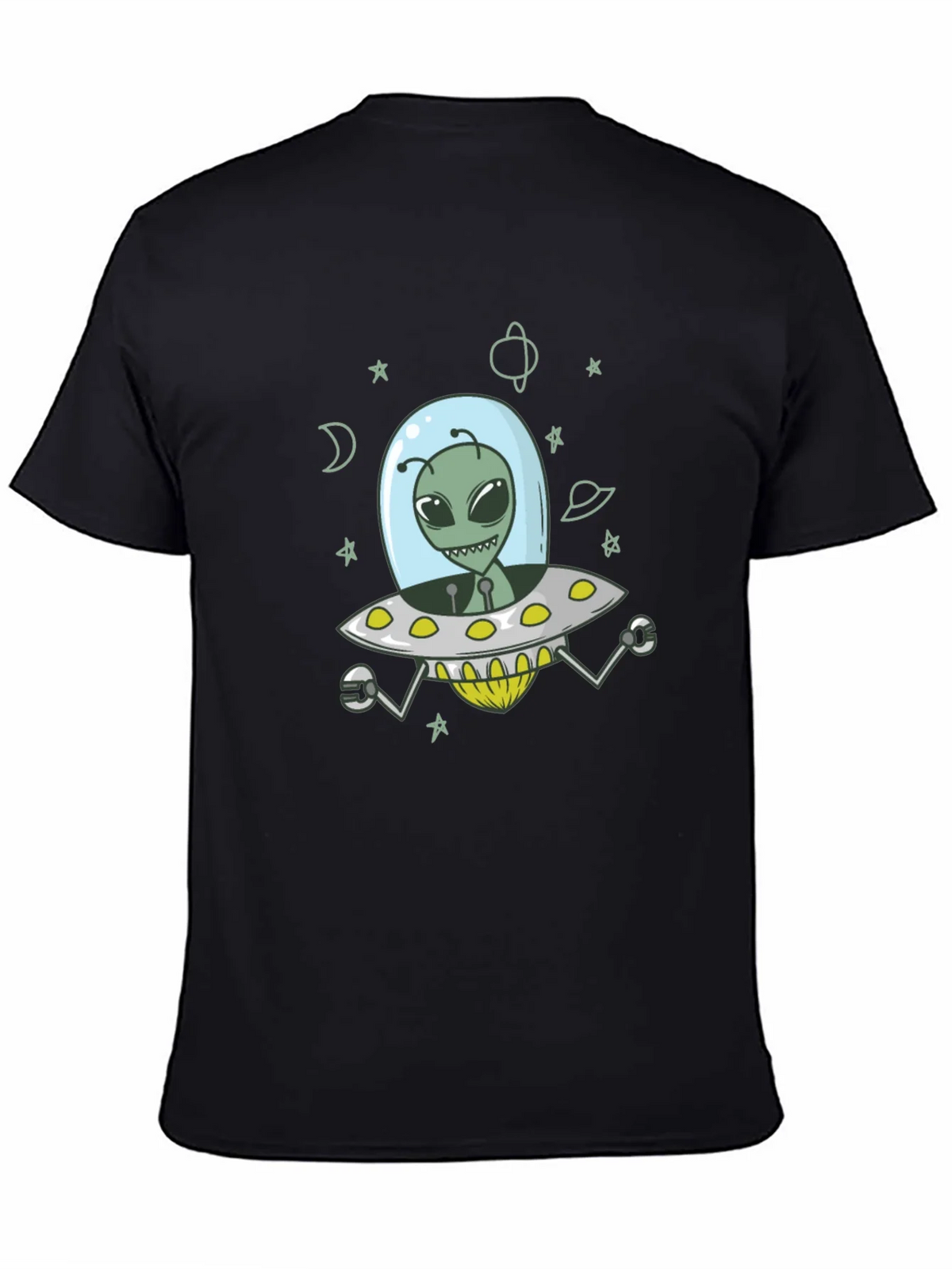 Alien UFO Graphic Tee - Black Cotton T-Shirt product image 3