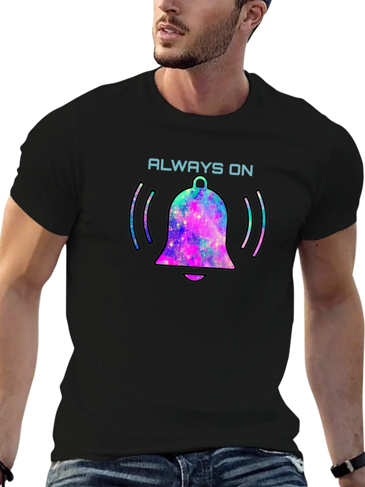 Always On Bell Graphic Tee - Black Cotton T-Shirt product image 5