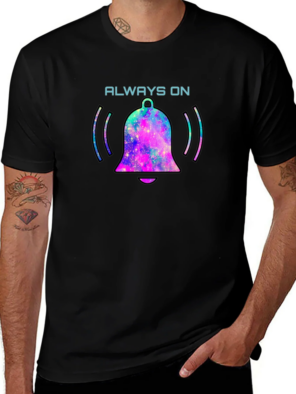 Always On Bell Graphic Tee - Black Cotton T-Shirt product image 1