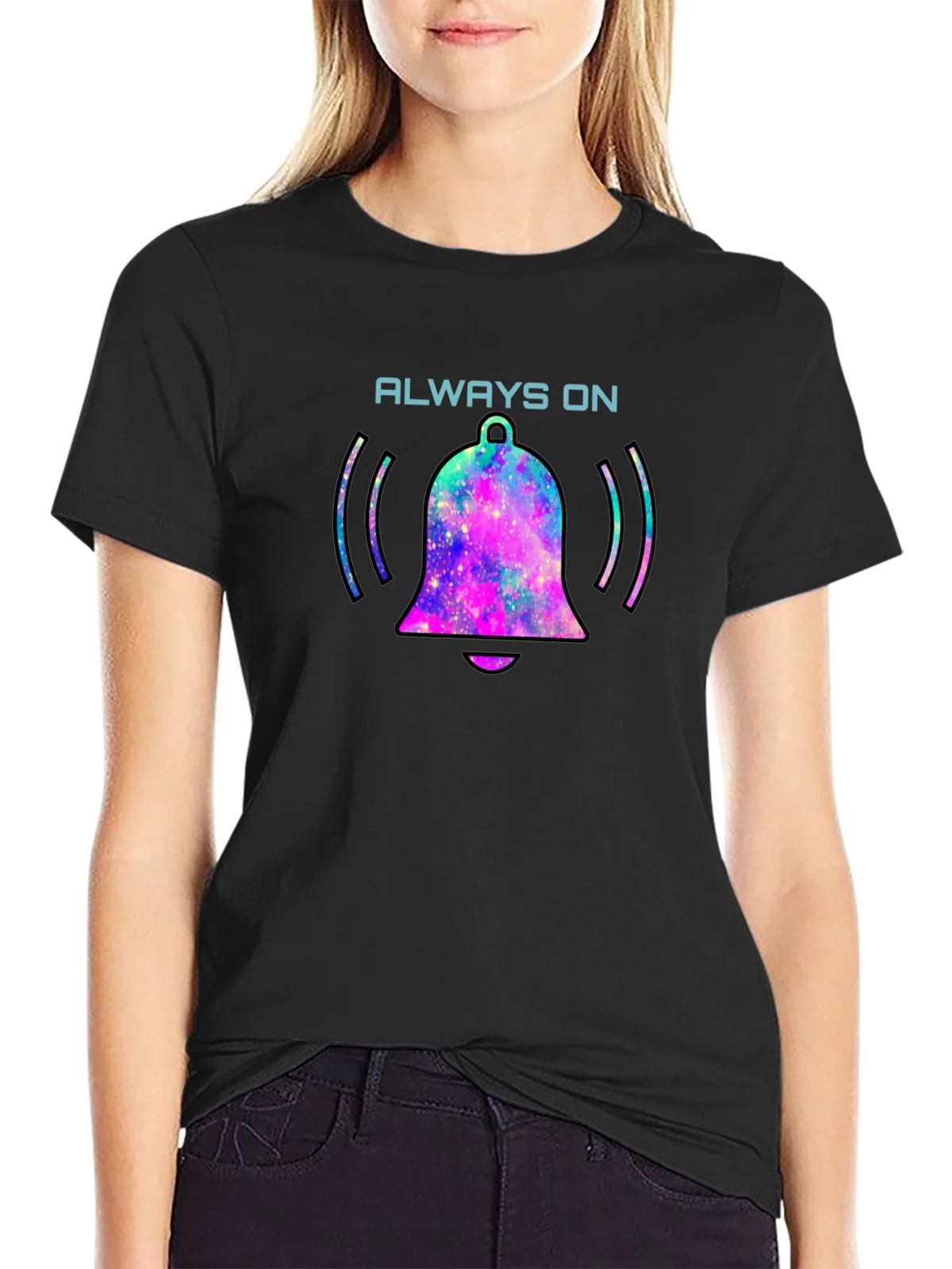 Always On Bell Graphic Tee - Black Cotton T-Shirt product image 2