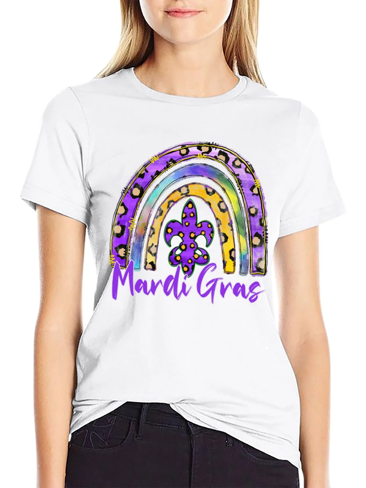 Mardi Gras Rainbow Leopard Print T-Shirt product image 8