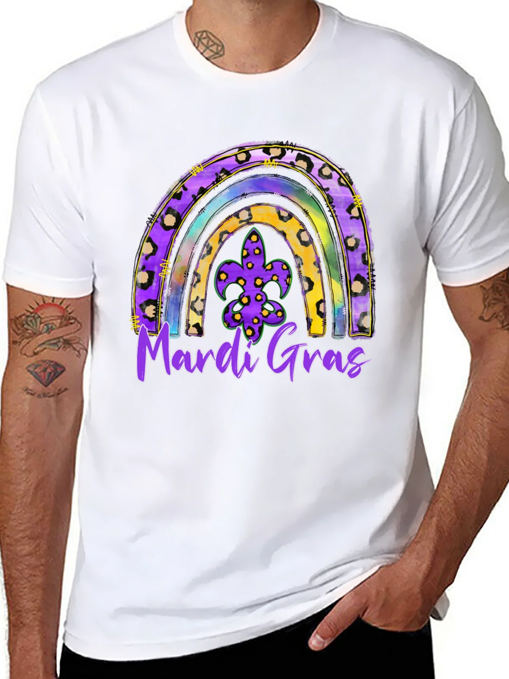 Mardi Gras Rainbow Leopard Print T-Shirt product image 7