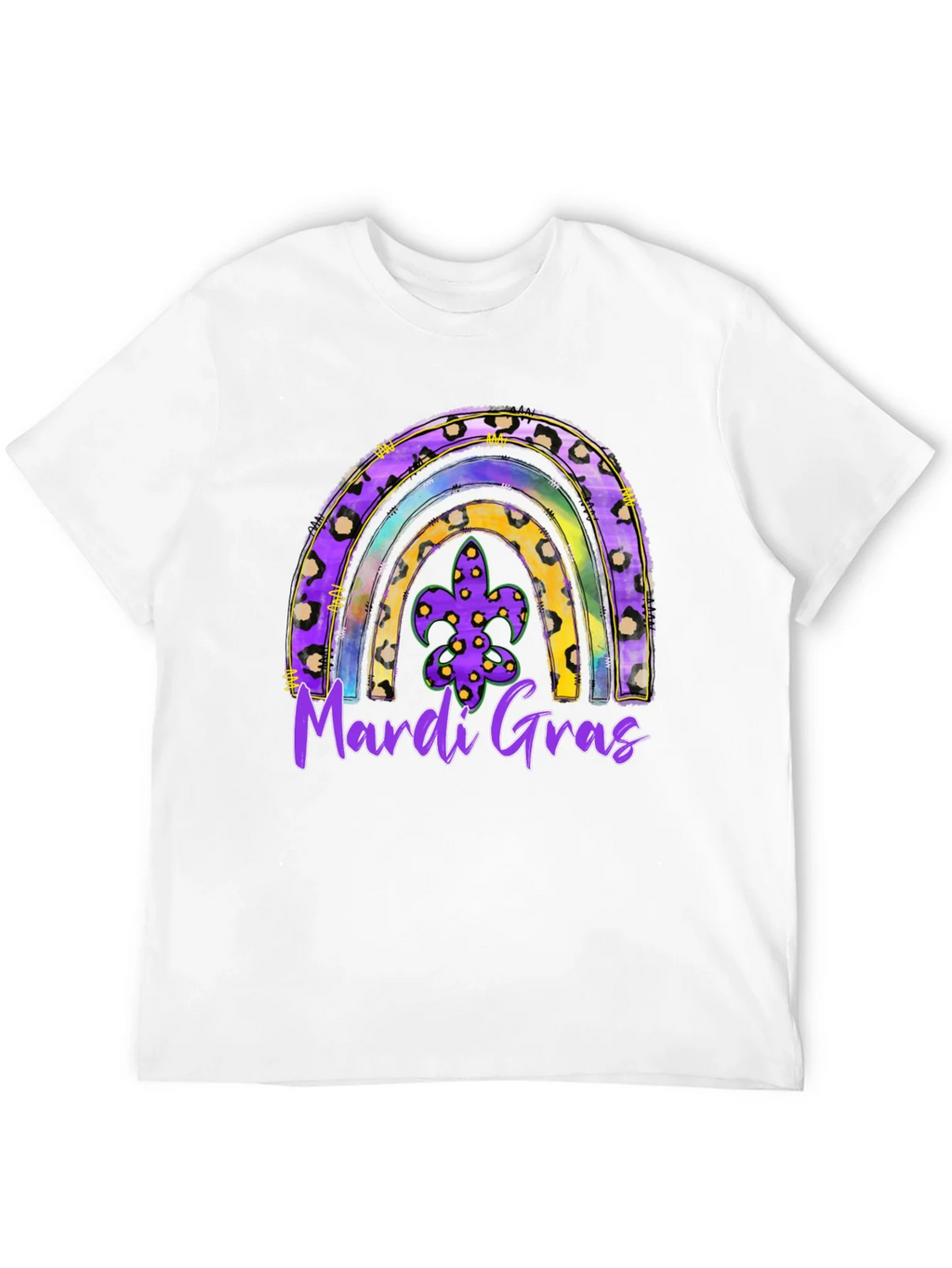 Mardi Gras Rainbow Leopard Print T-Shirt product image 11