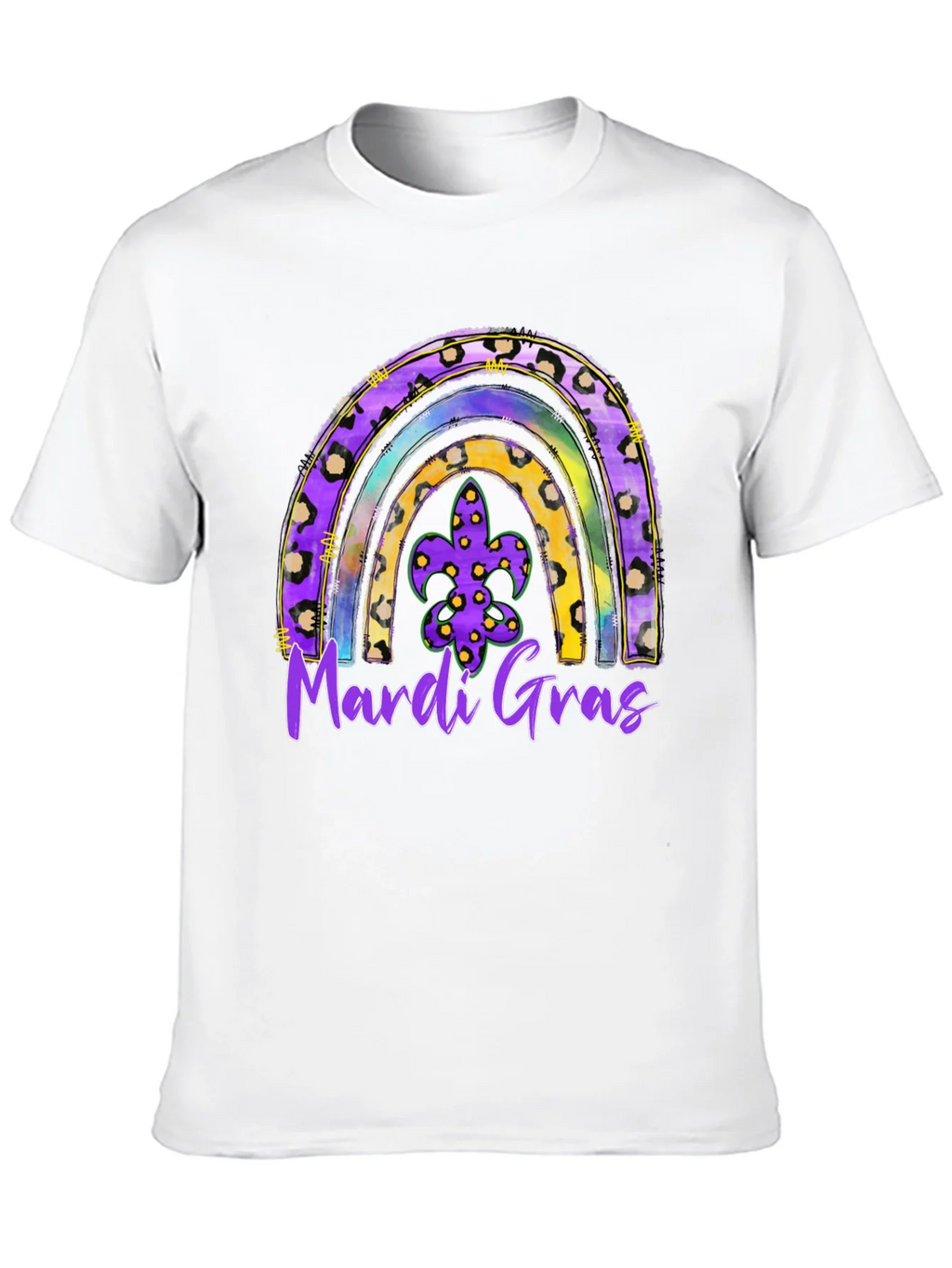 Mardi Gras Rainbow Leopard Print T-Shirt product image 9