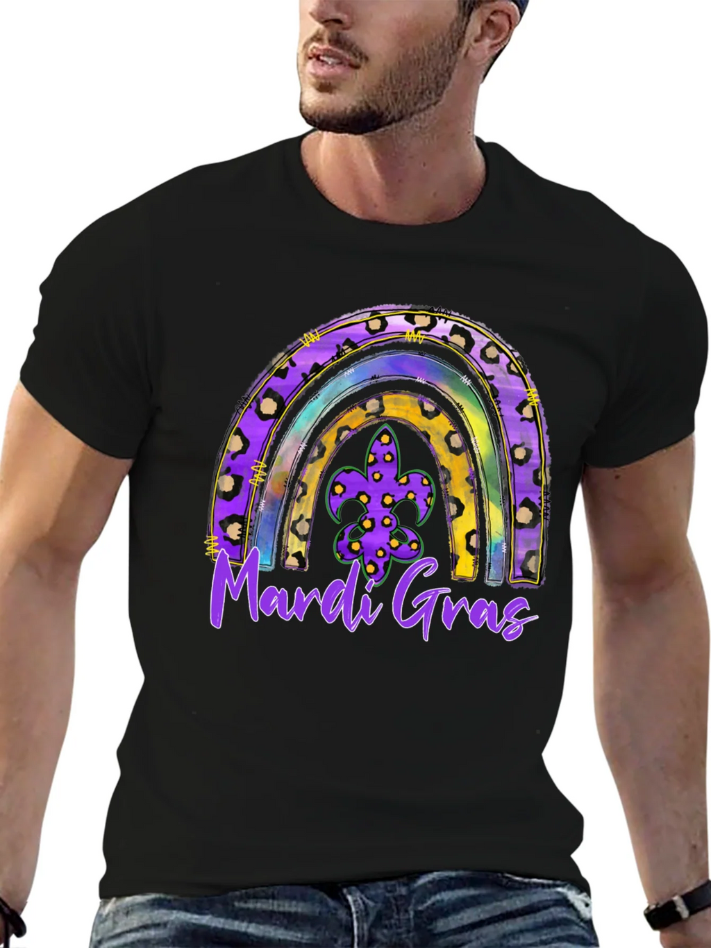 Mardi Gras Rainbow Leopard Print T-Shirt product image 6