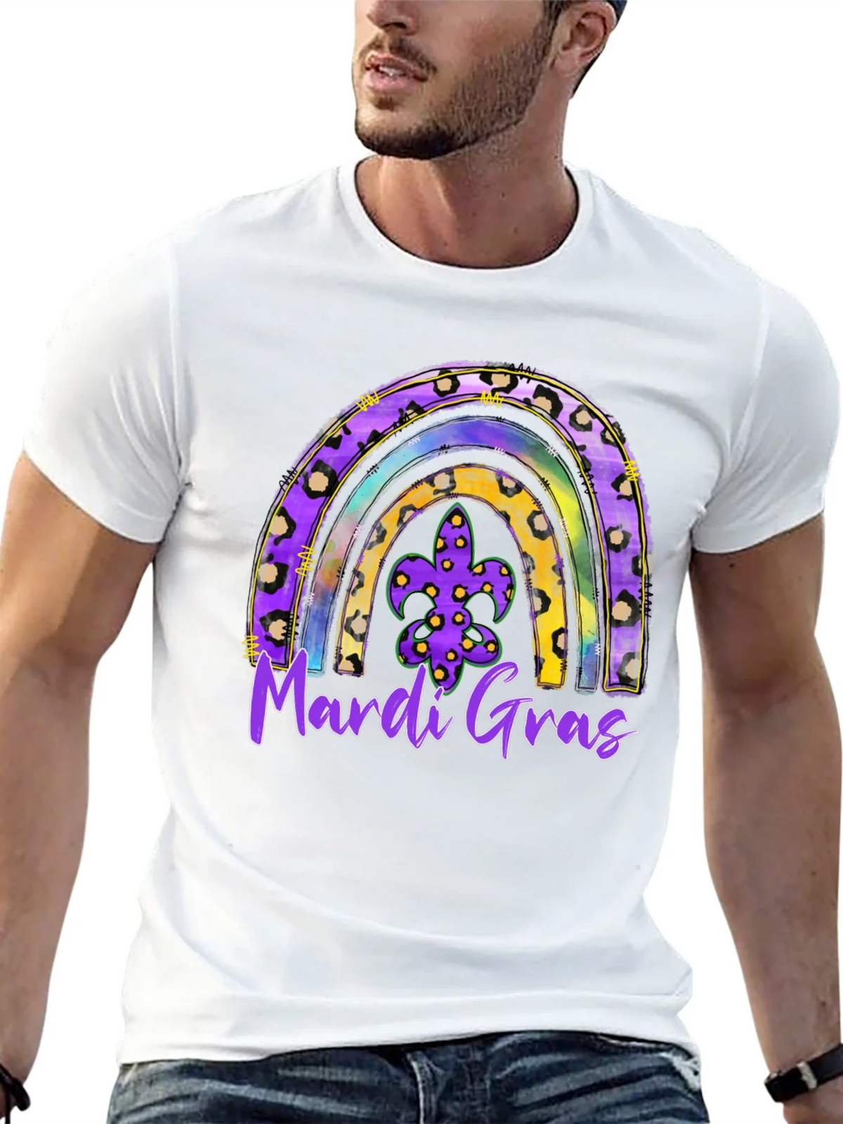 Mardi Gras Rainbow Leopard Print T-Shirt product image 12