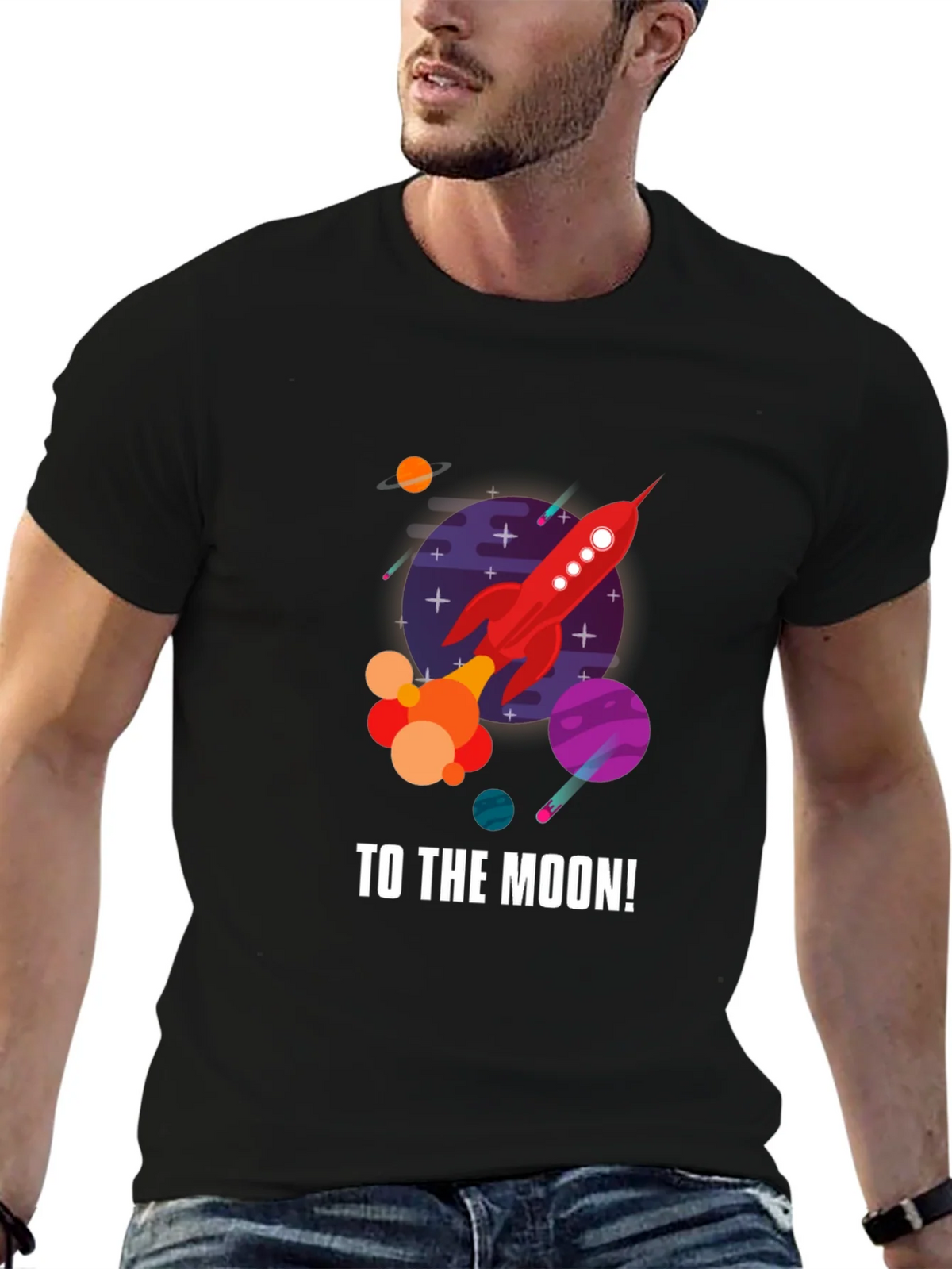 To the Moon Rocket Graphic T-Shirt - Black product image 6