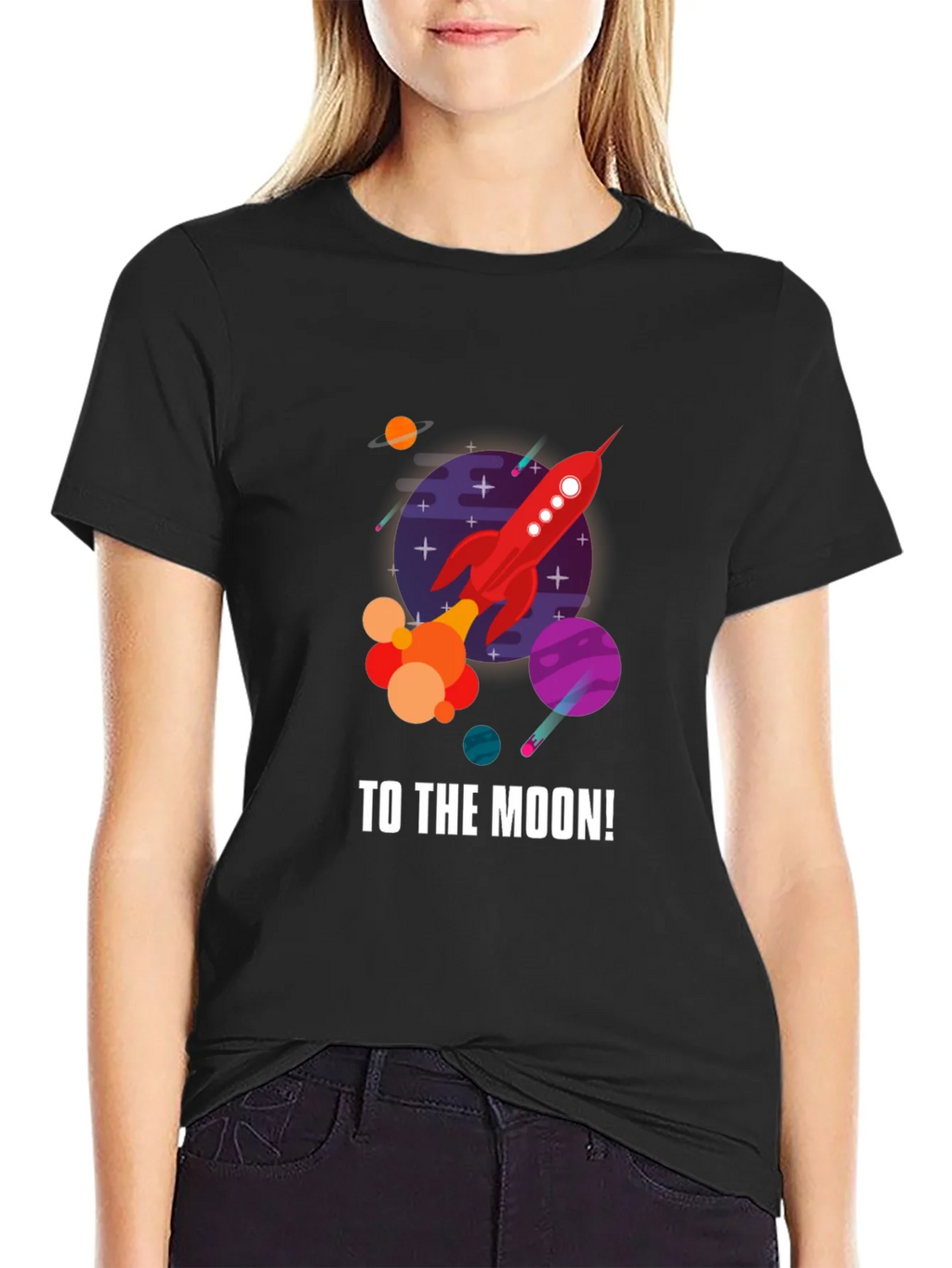 To the Moon Rocket Graphic T-Shirt - Black product image 2