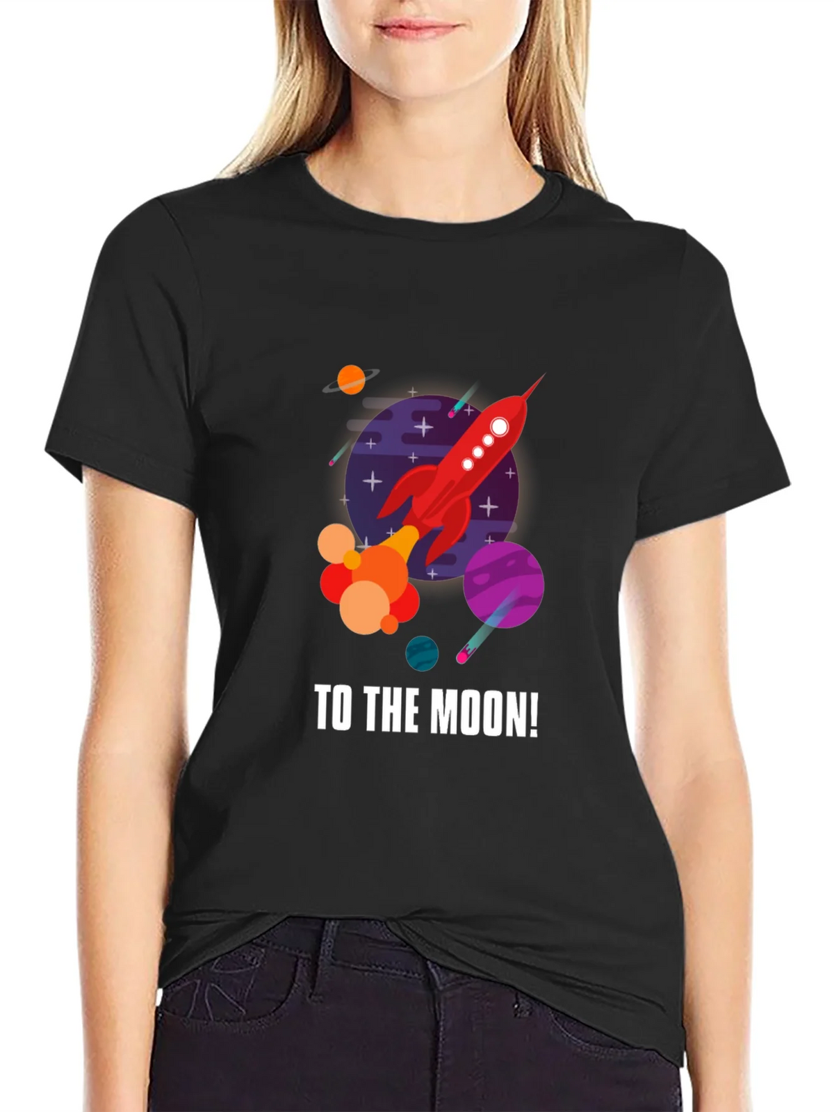 To the Moon Rocket Graphic T-Shirt - Black product image 2
