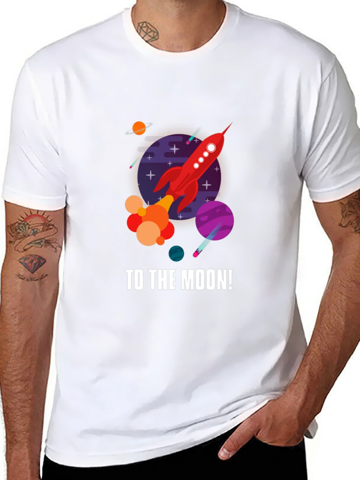 To the Moon Rocket Graphic T-Shirt - Black product image 7