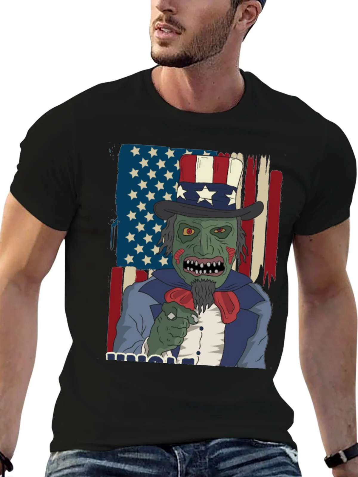 Zombie Uncle Sam Mens Graphic Tee product image 5