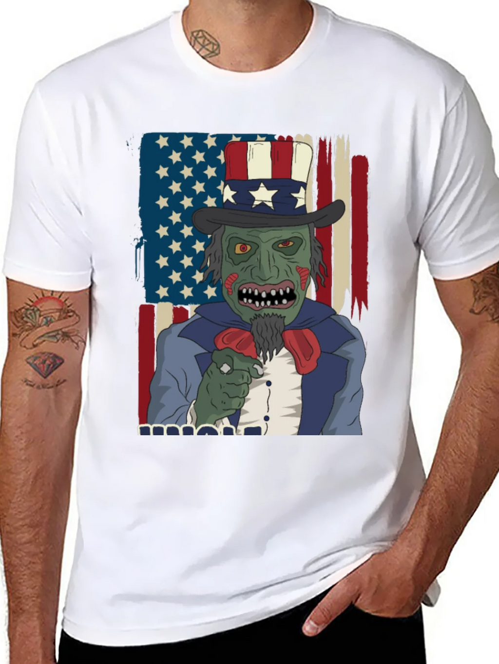 Zombie Uncle Sam Mens Graphic Tee product image 6