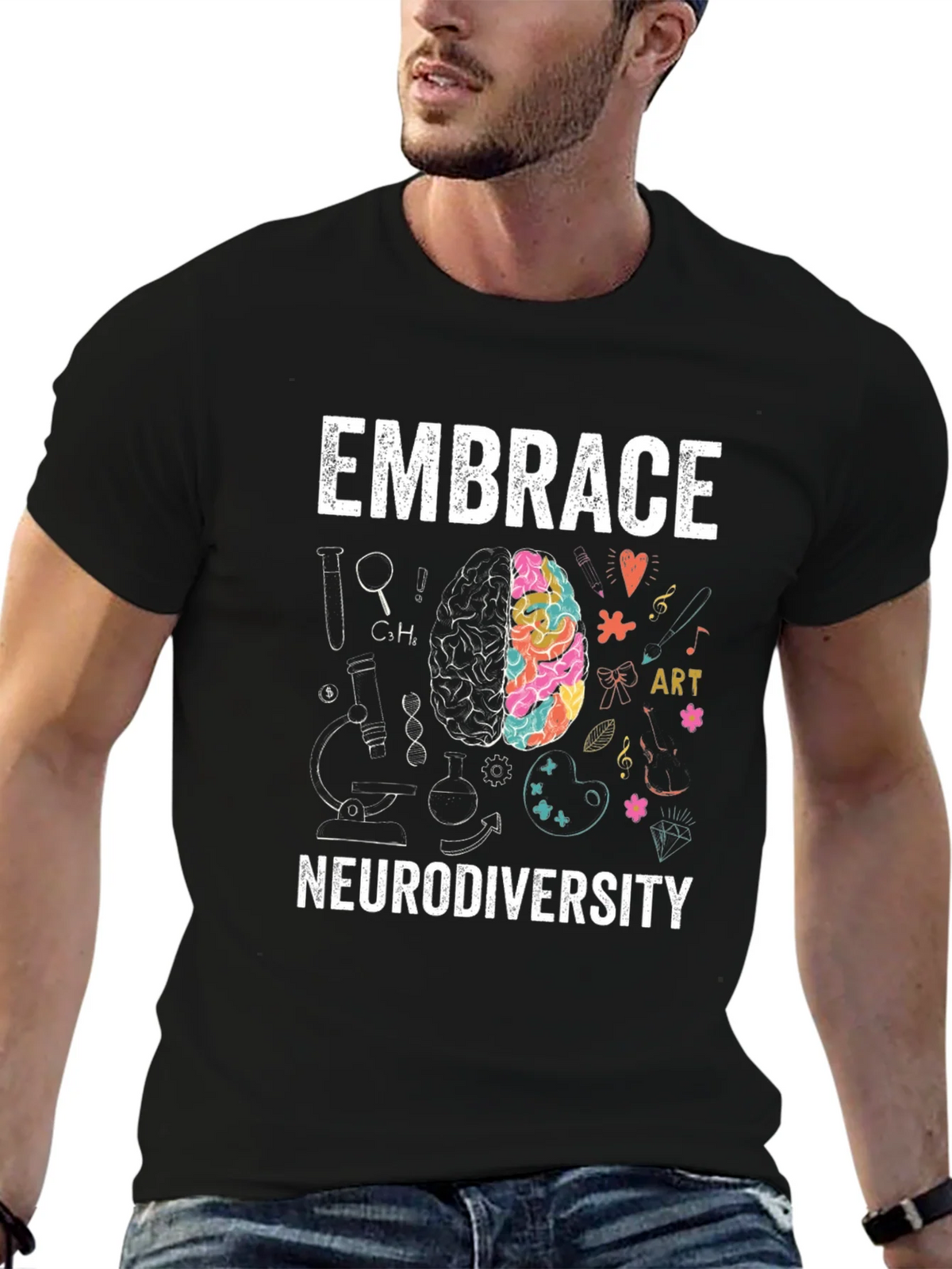 Embrace Neurodiversity Brain Graphic T-Shirt product image 6