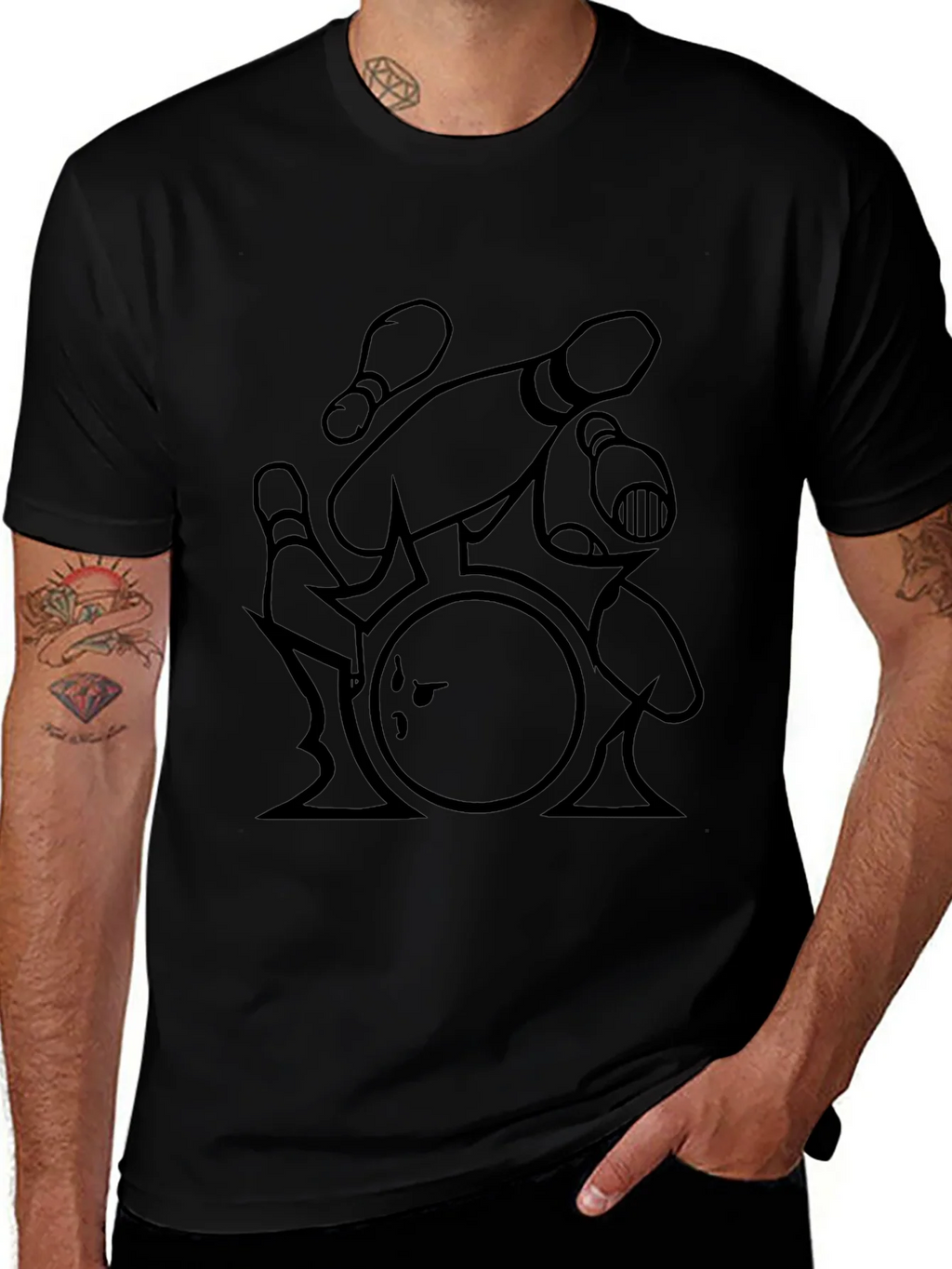 Bowling Strike T-Shirt - Black Graphic Tee product image 1