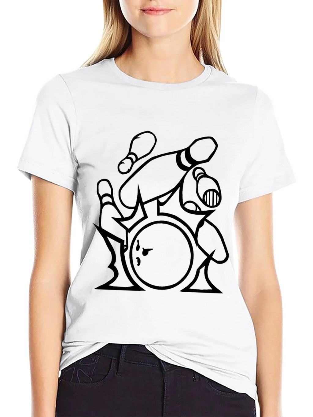 Bowling Strike T-Shirt - Black Graphic Tee product image 8