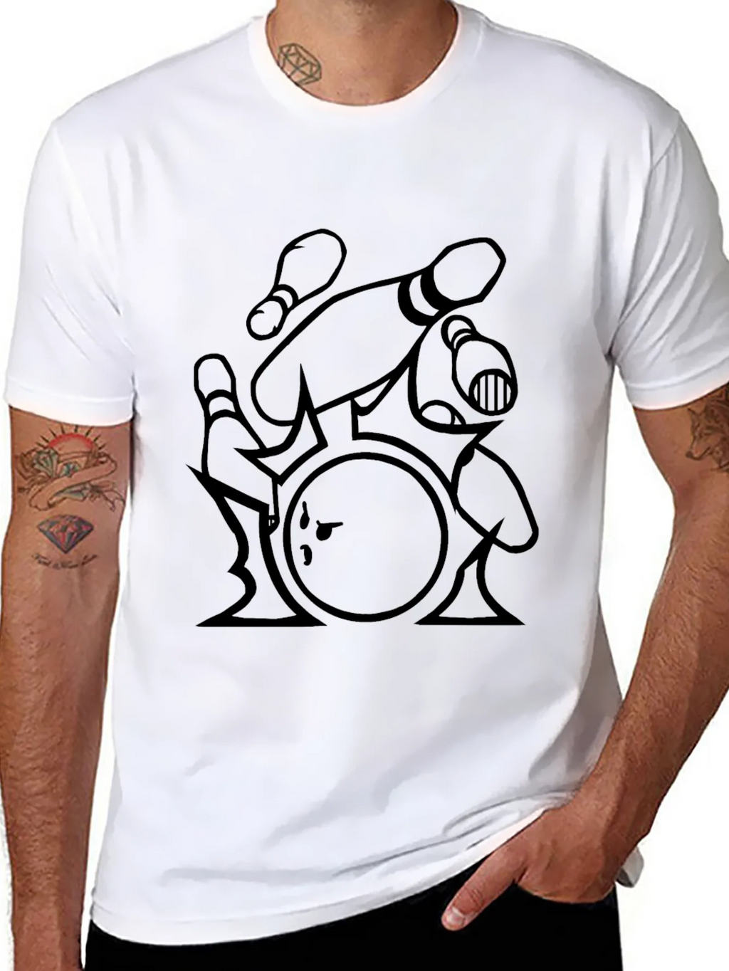 Bowling Strike T-Shirt - Black Graphic Tee product image 7