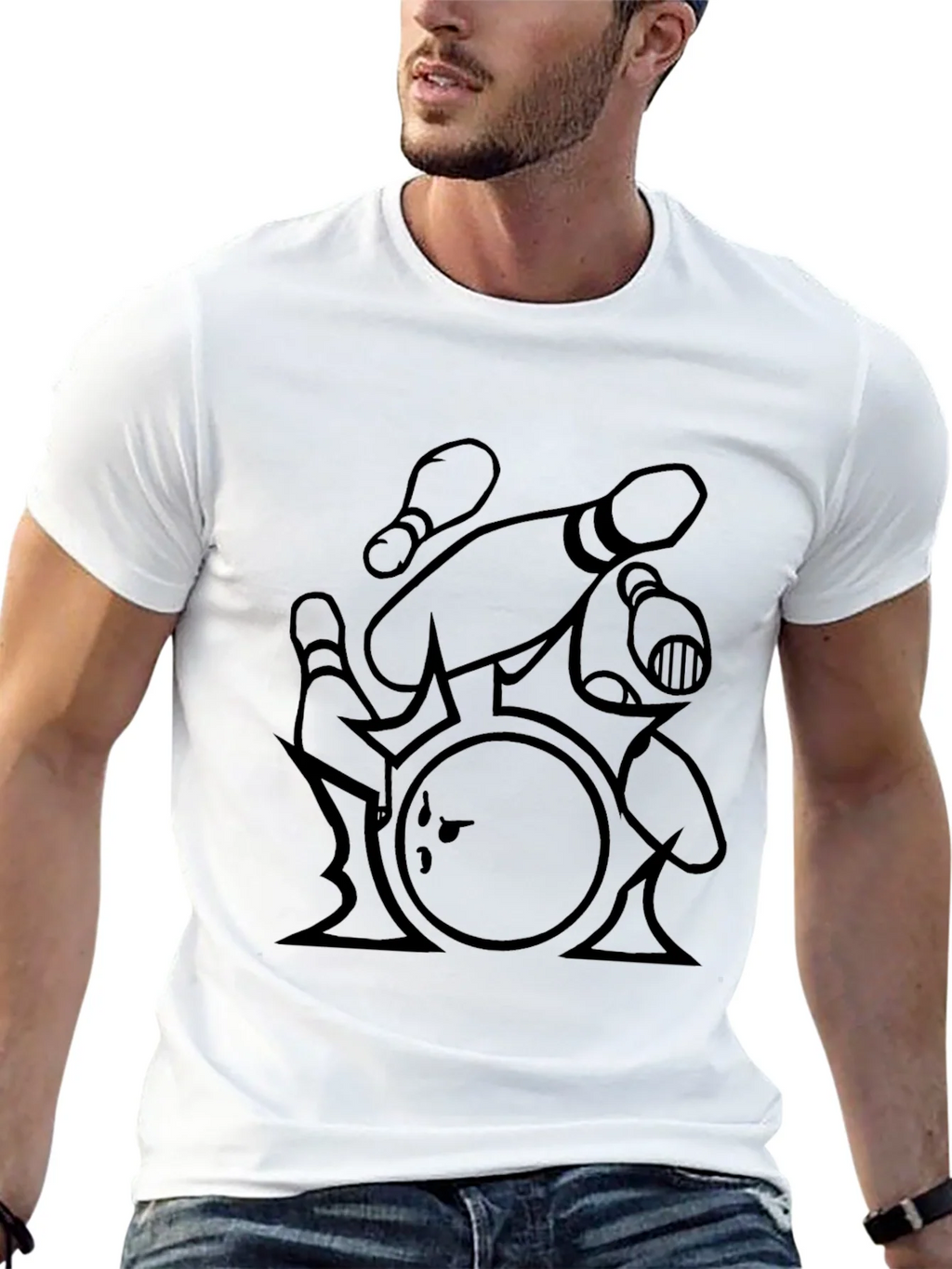 Bowling Strike T-Shirt - Black Graphic Tee product image 12