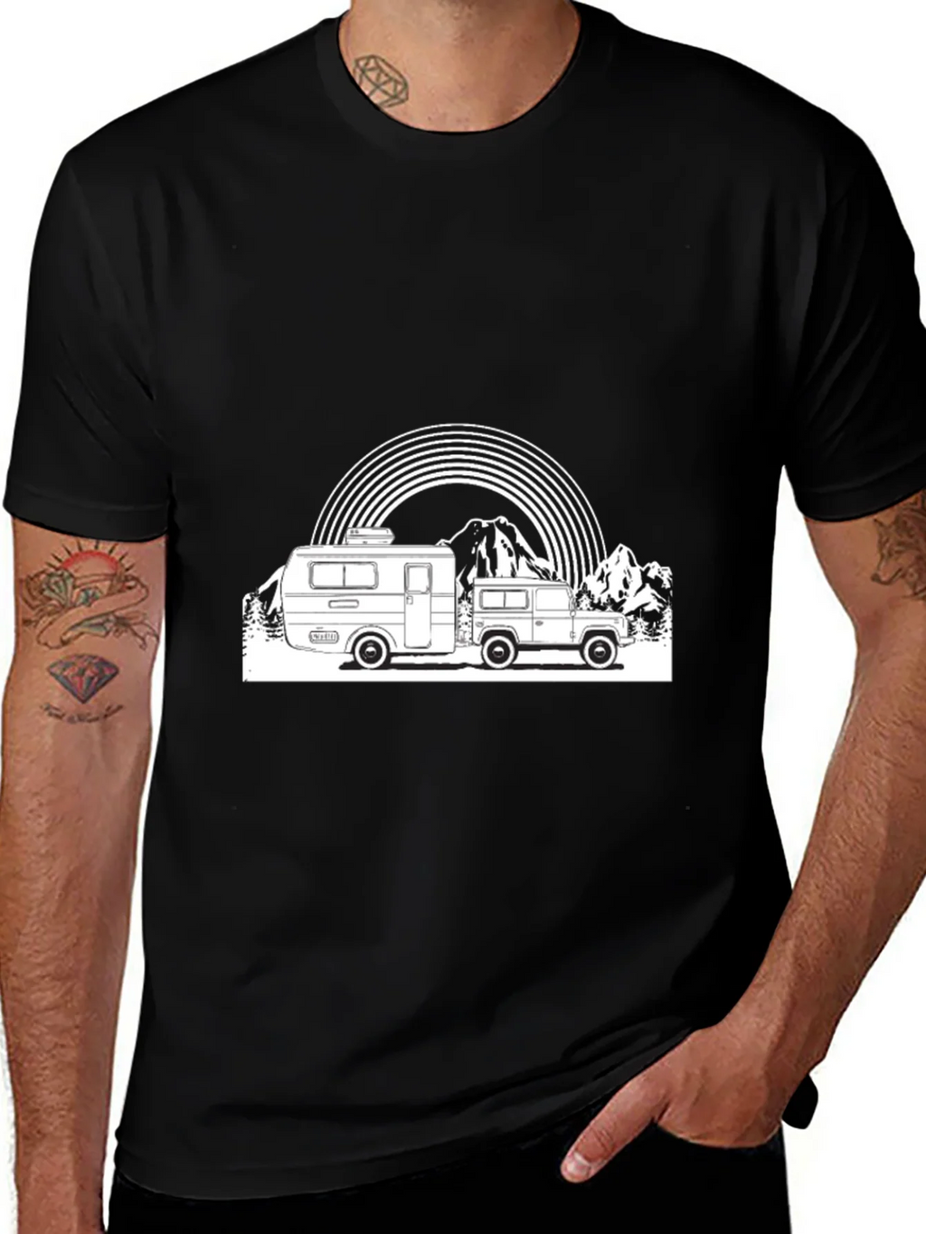 Retro Camper & Mountain Graphic T-Shirt product image 1